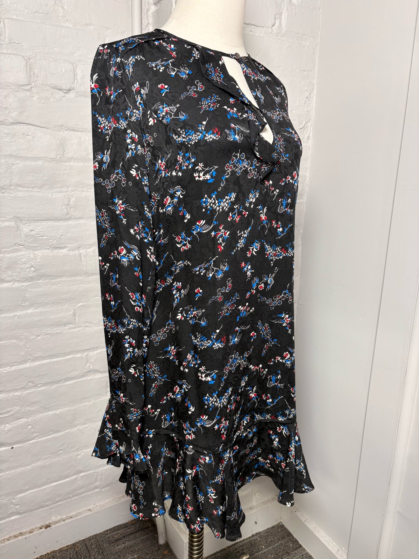 Women Size 6 Veronica Beard Black Floral Print Dress