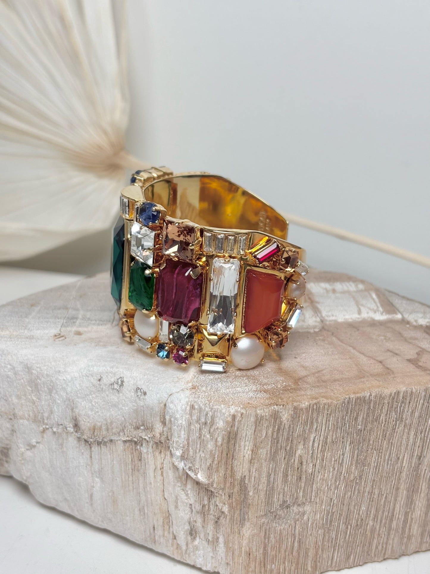 Gilden Metal Pucci Multi Jewelry Stones Cuff Bracelet
