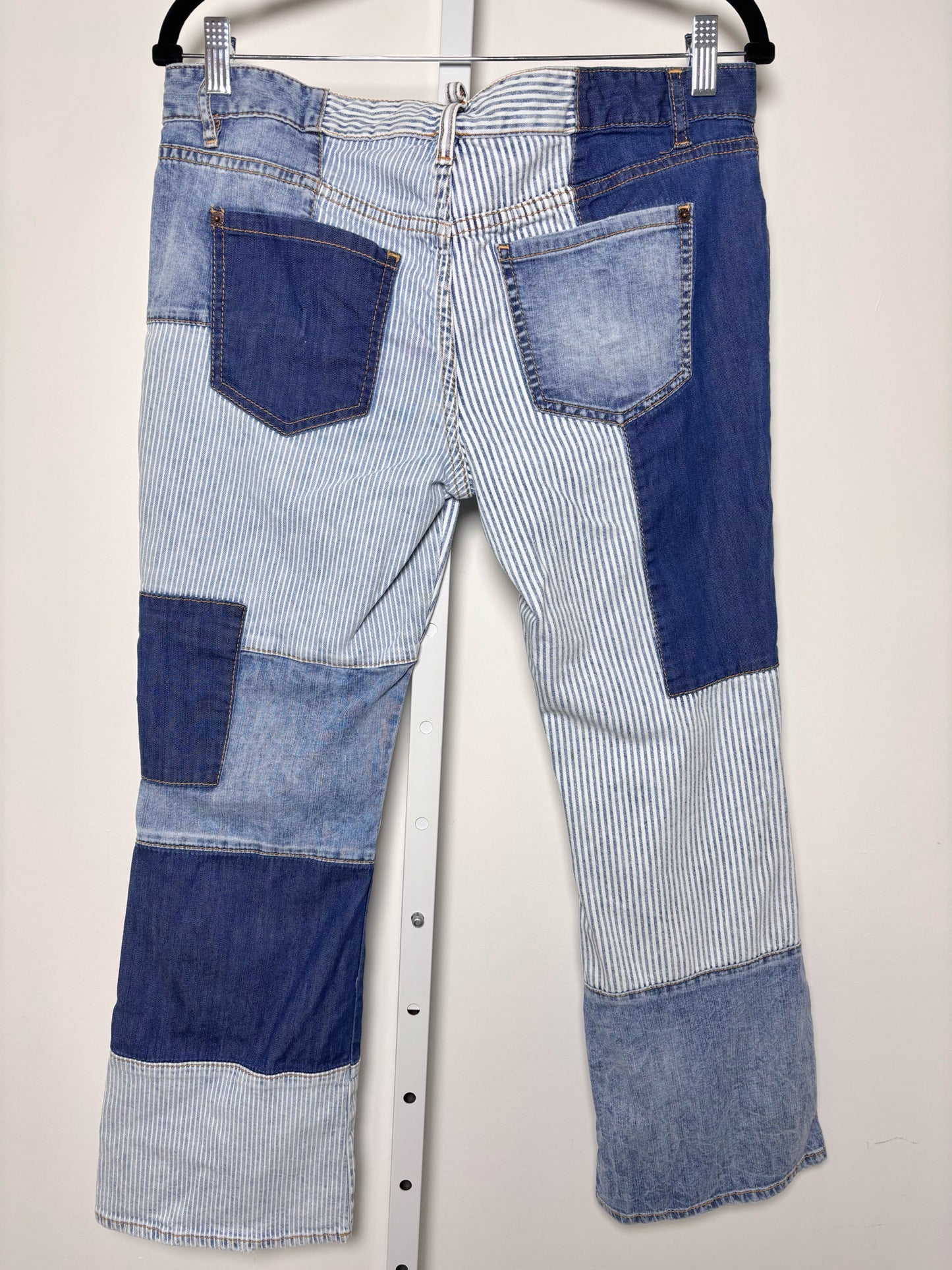 Women Size 44 Dsquared2 Blue, White Patchwork Cotton Jeans