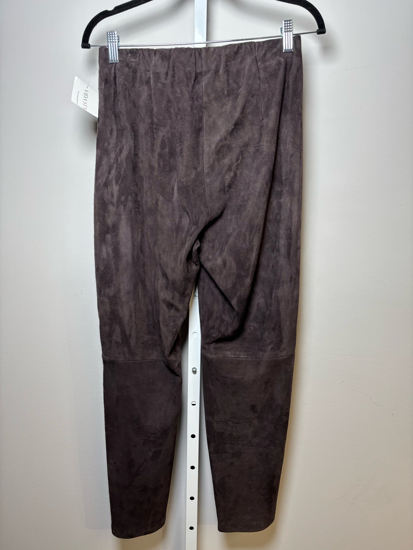 Women Size 46 Via Masini 80 Brown Solid Suede Leather Pants