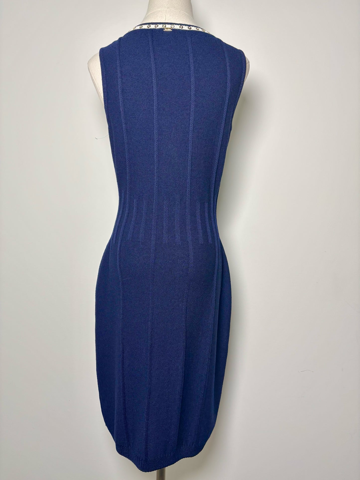 Women Size 2 St. John Sport Blue Solid Wool Dress
