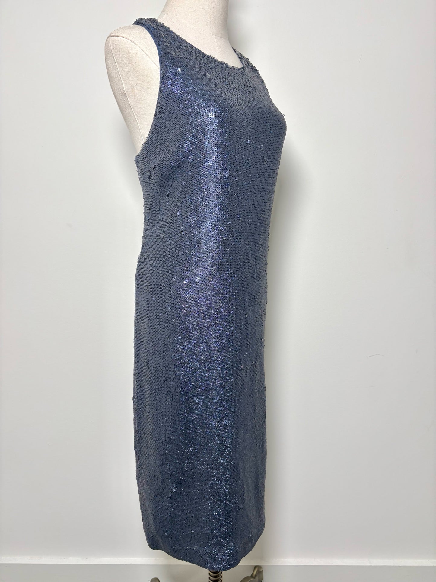 Women Size XL Halston Navy Sequins Viscose NWT Dress