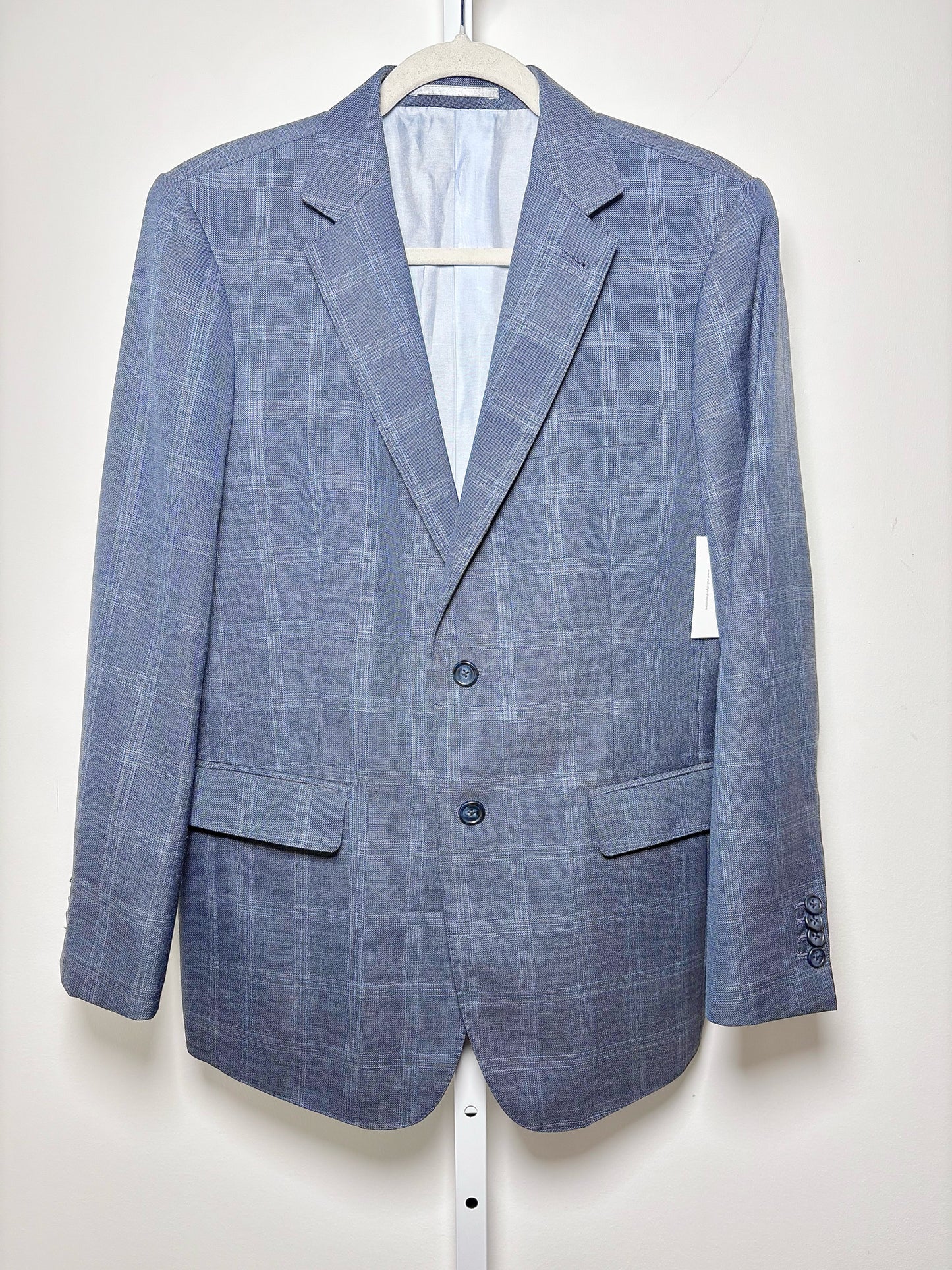 No Label Blue Wool Plaid Men's Mens Size M Blazer