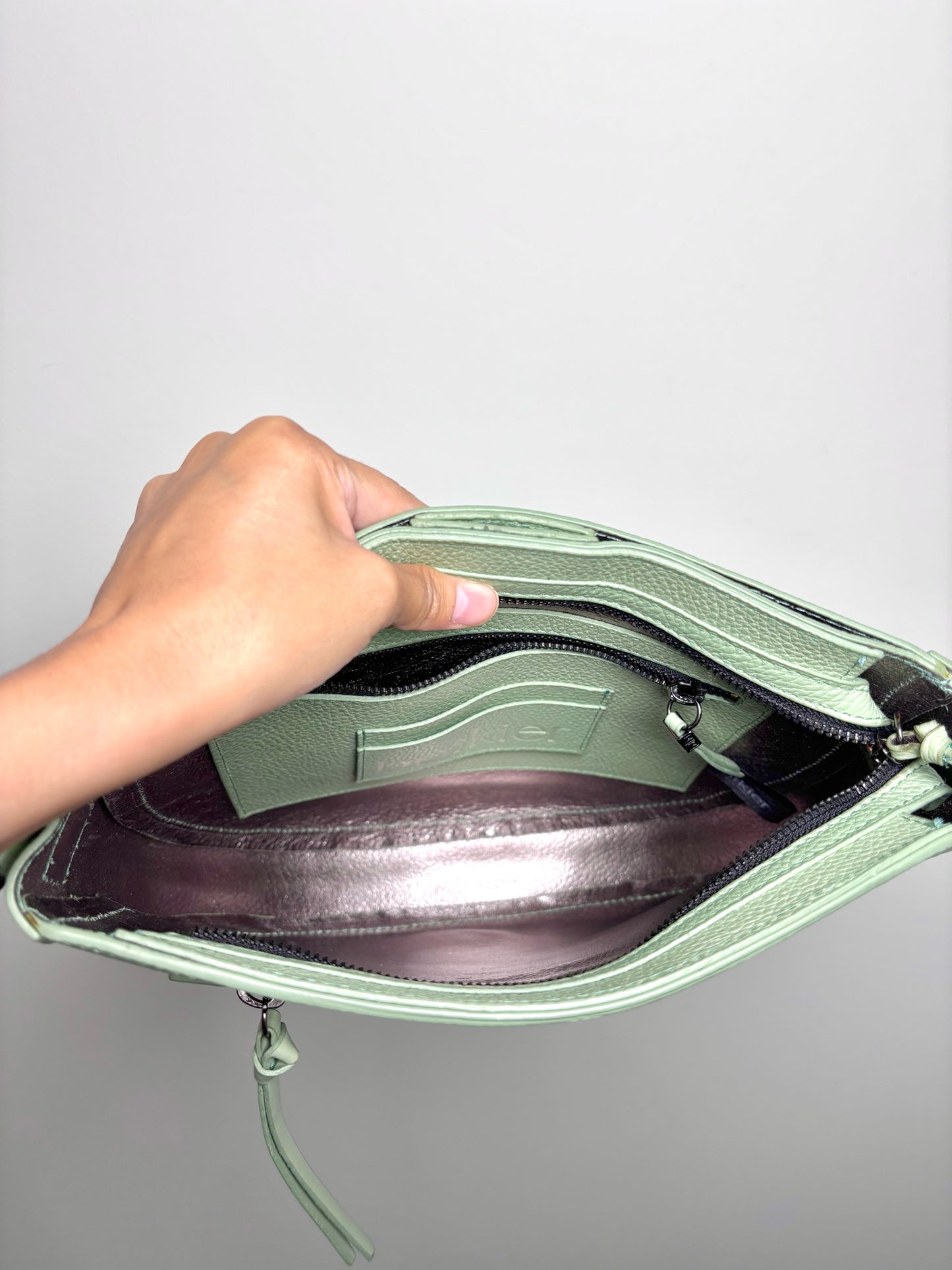 Botkier New York Solid Leather Pistachio Green Saddle Bag