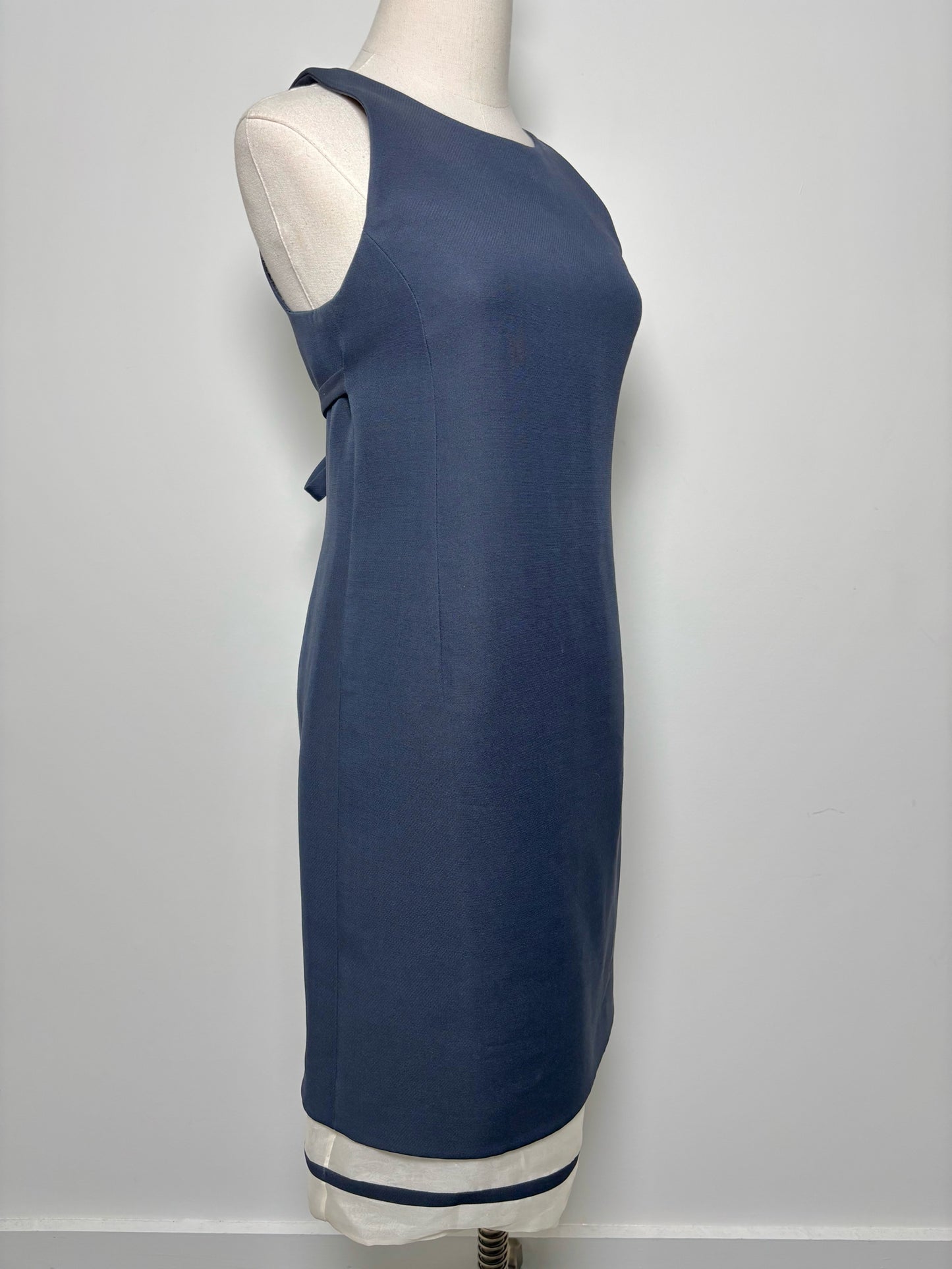 Women Size 6 Ralph Rucci Navy Solid Wool, Silk Fit & Flare Dress