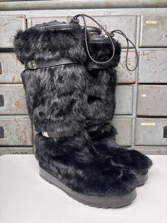 W Shoe Size 10 Tory Burch Black Rabbit Fur Boots