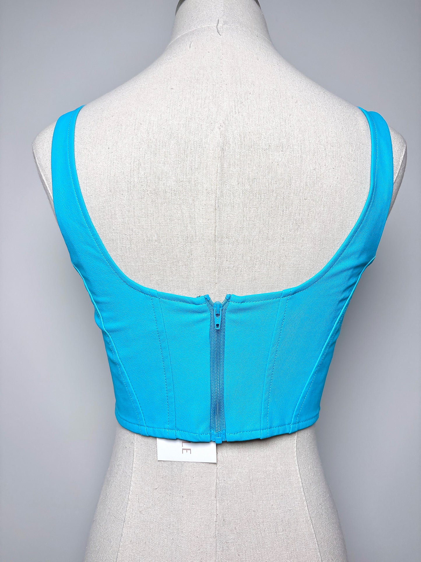 Women Size S Amanda Uprichard Turquoise Pittito Leather Cropped Top