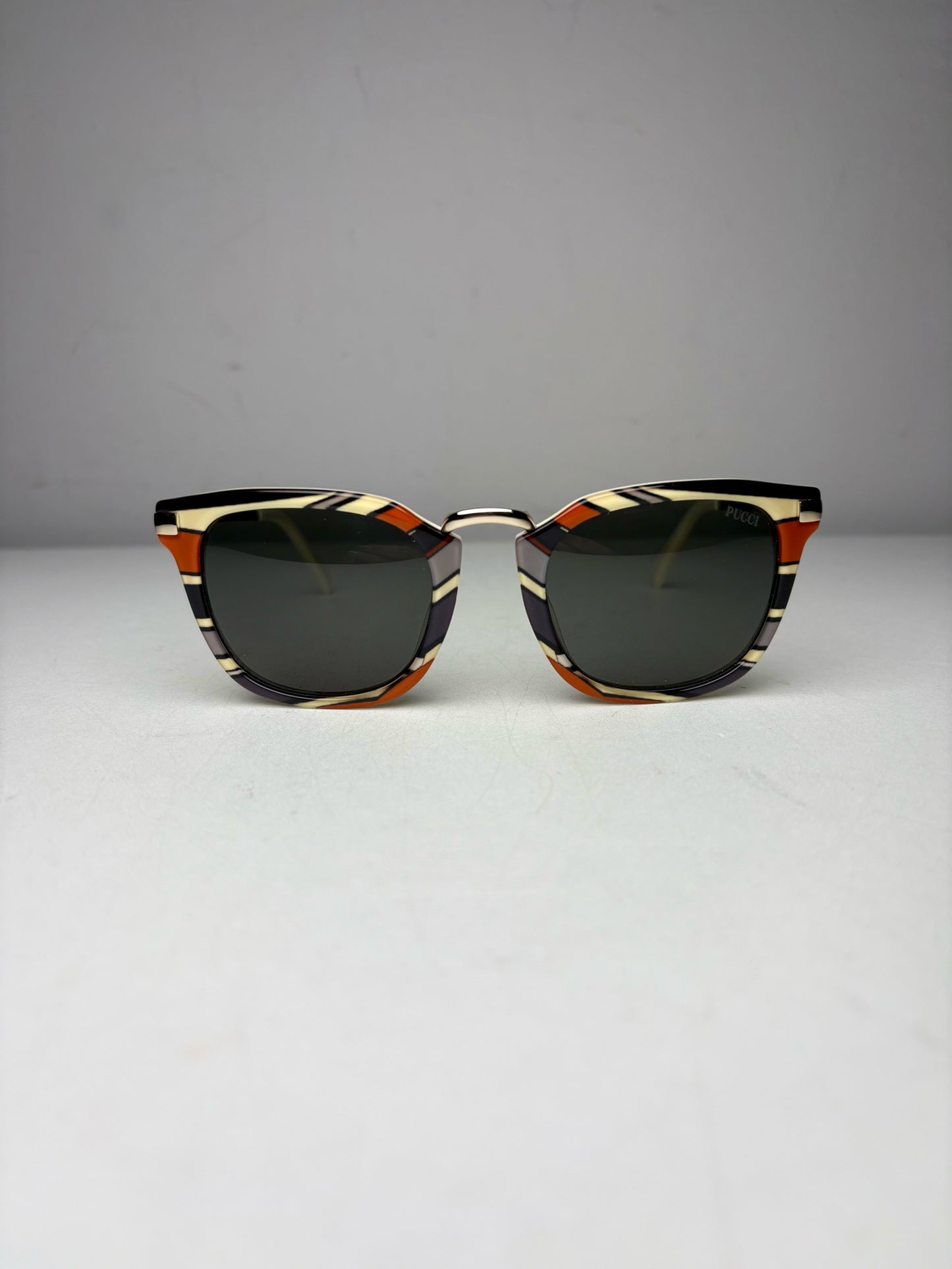 Women's Emilio Pucci EP 26 20A Terracotta Gray & Bone Pre-Owned Acetate Authentic Sunglasses