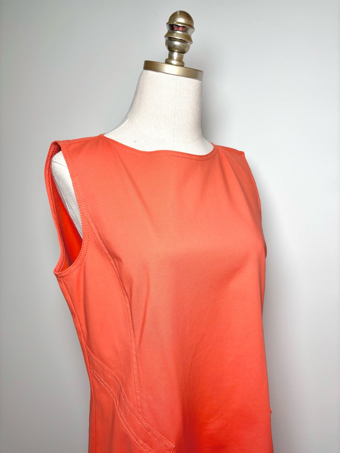 Women Size 8 Lafayette 148 Orange Solid Cotton, Polyamide, Elastane Dress