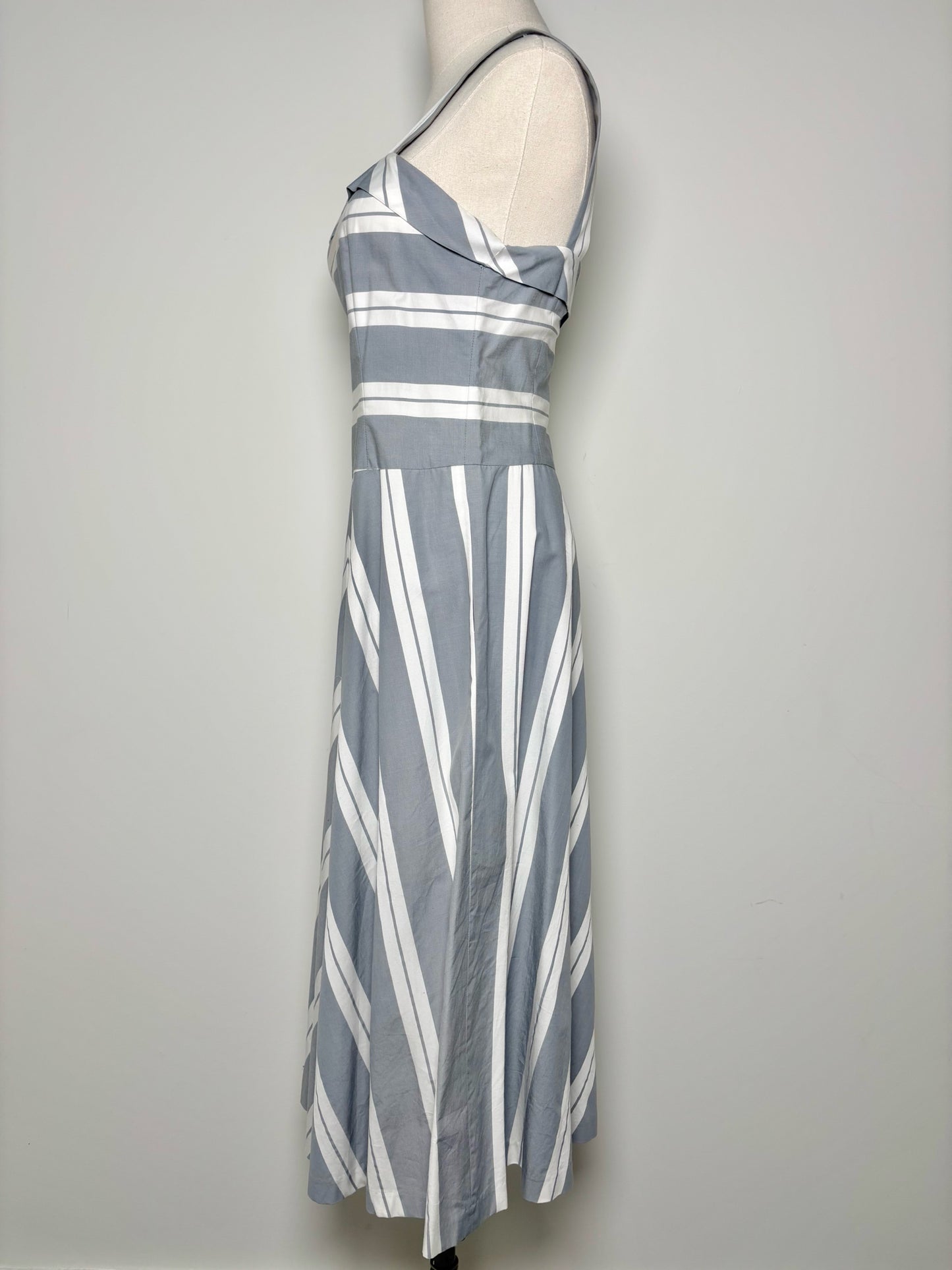 Women Size 6 J. Peterman Gray, White Stripe Cotton Dress