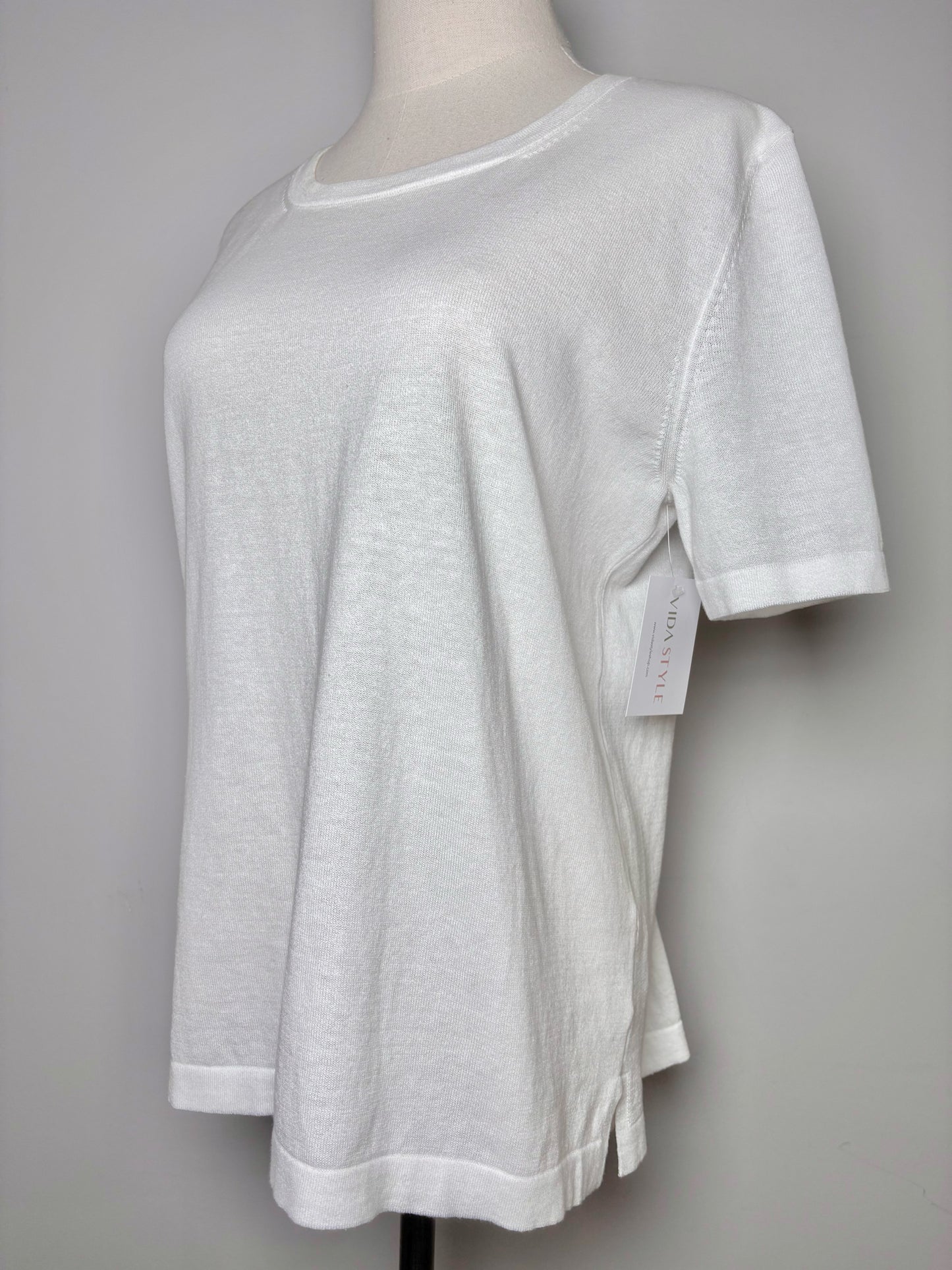 Women Size 46 (10, US) Amina Rubinacci White Solid Pure cotton Sweater