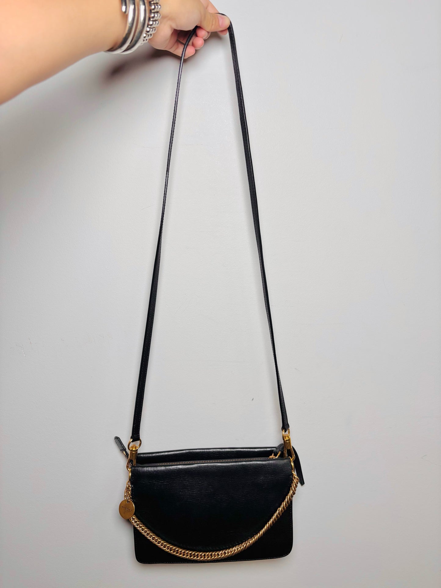 Givenchy Solid Leather Black Goatskin 3 Crossbody Purse