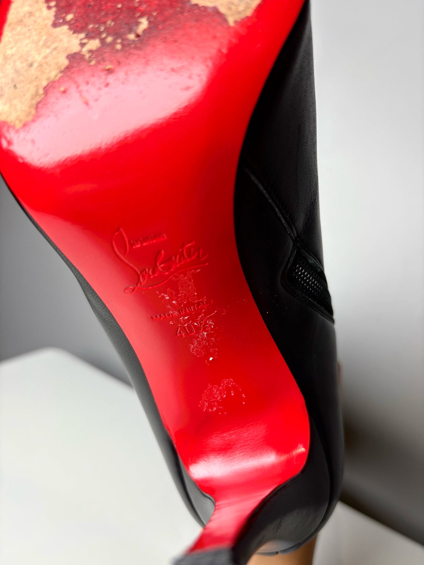 W Shoe Size 40.5 Christian Louboutin Pumppie Black Leather Pre-owned Boots