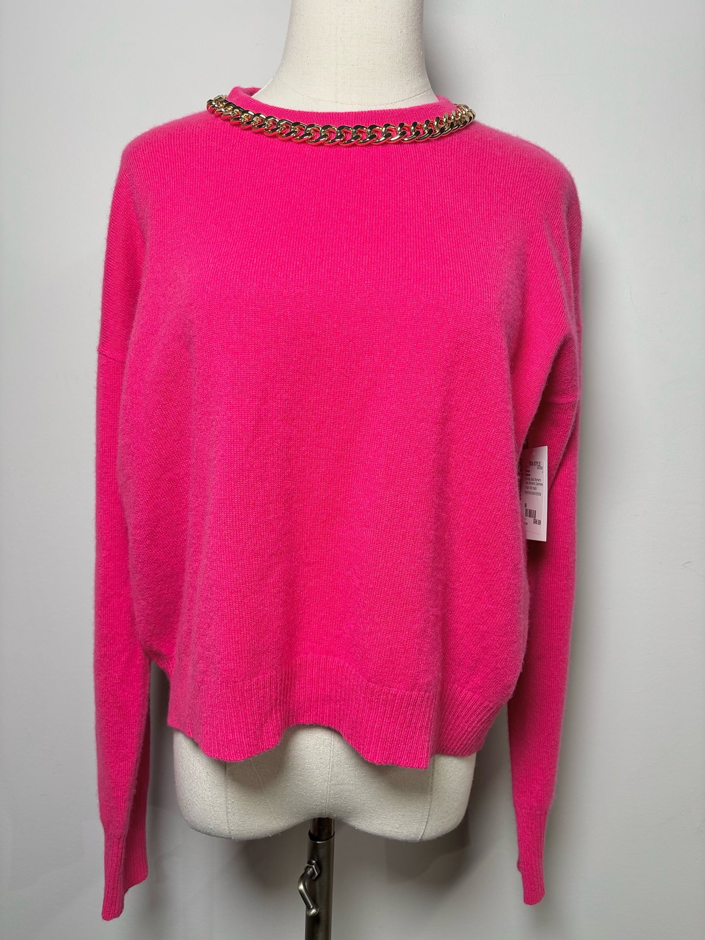 Women Size M Intermix Fuchsia Solid Cashmere Sweater