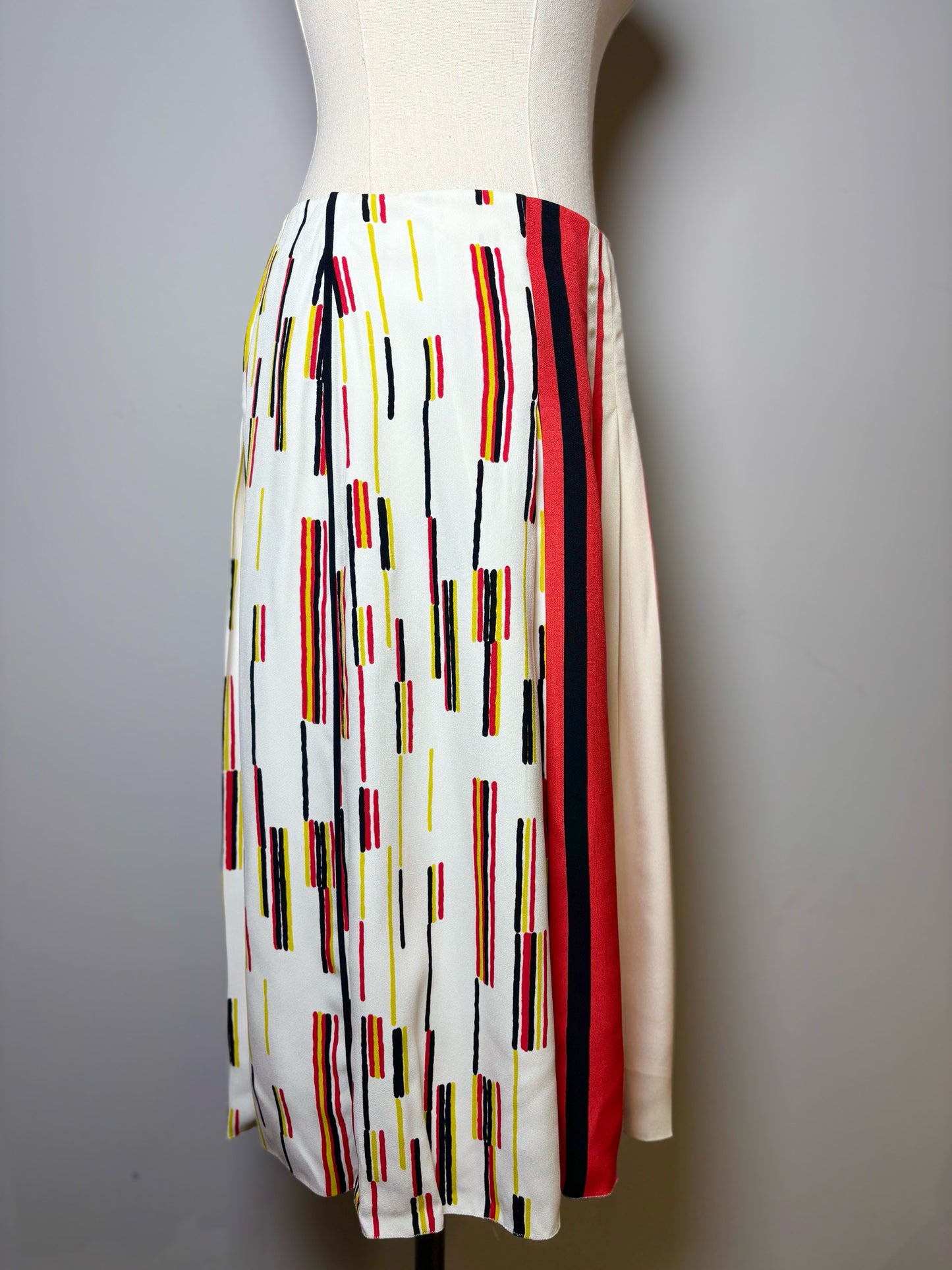 Women Size 6 Prada Yellow Red Black Stripe Viscose Skirt