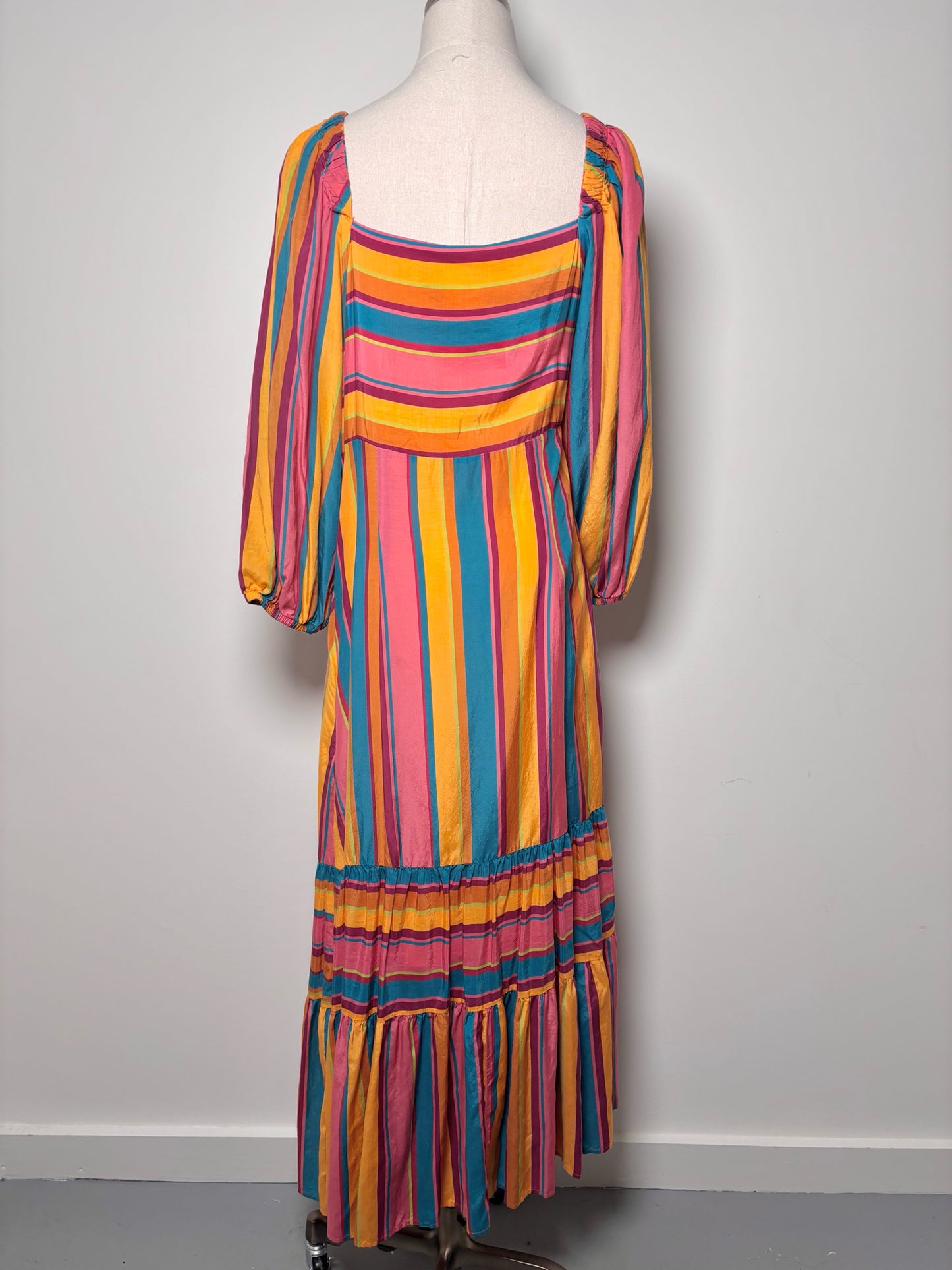 Women Size L Farm Rio x Antrhopologie Rainbow Stripe Dress