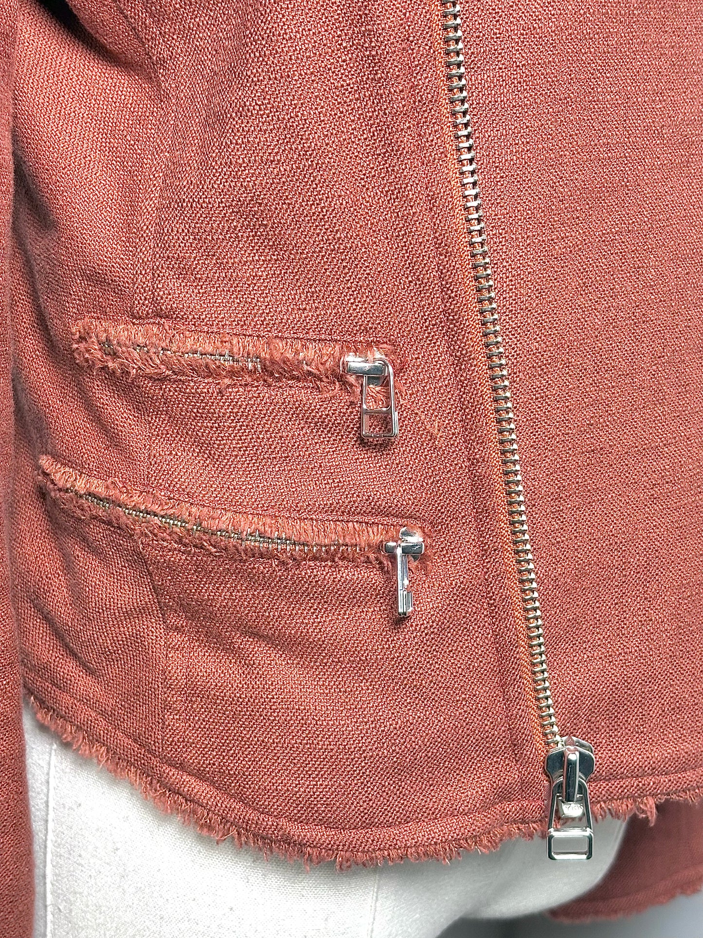 Women Size 6 Veronica Beard Terracotta Moto Pre-owned Jacket
