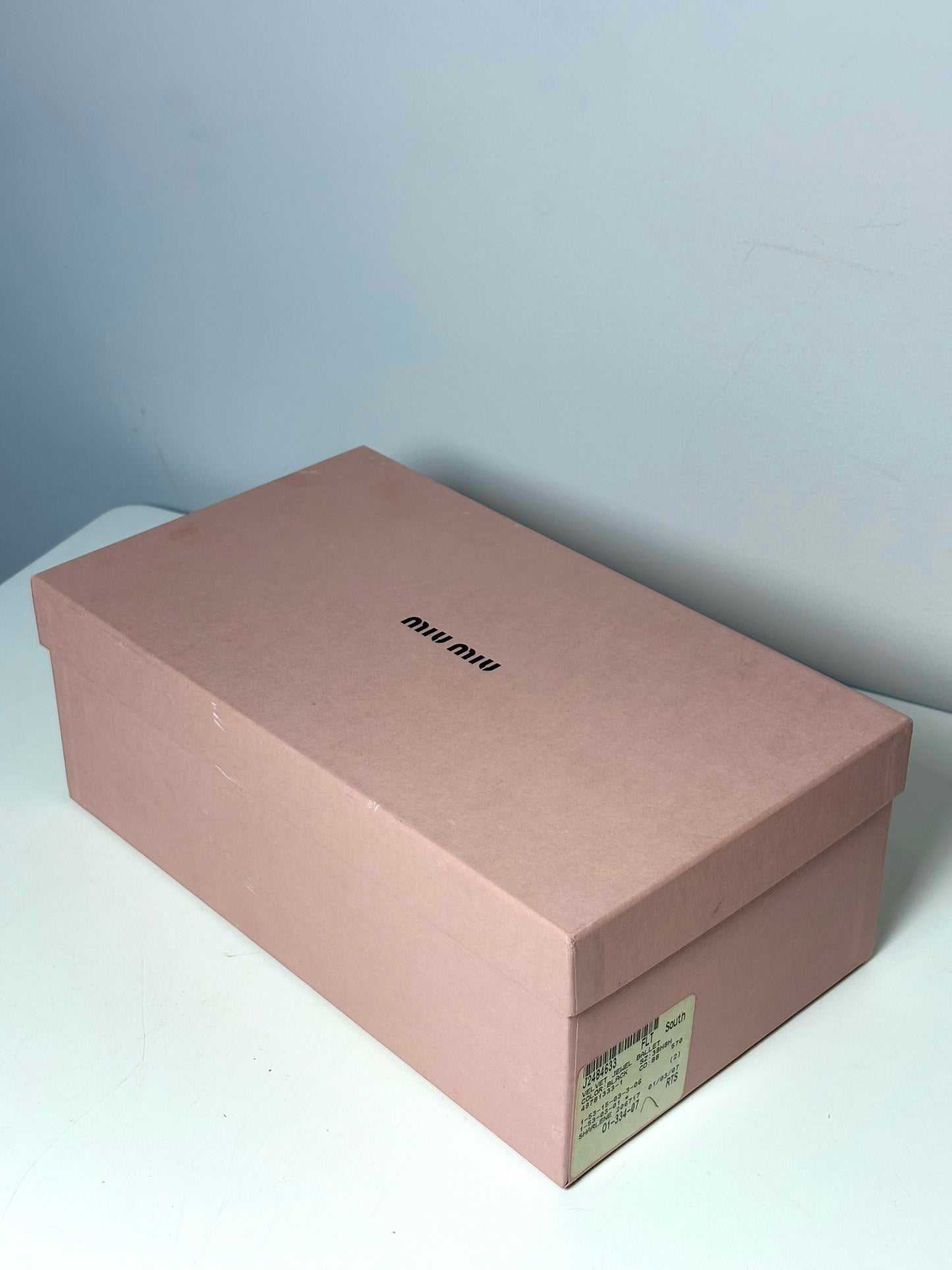 W Shoe Size 38.5 (7.5 US) Miu Miu Black Velvet Jewel Flats