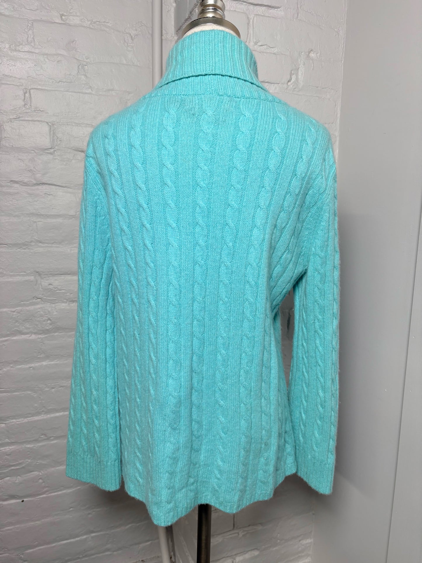 Women Size M Lauren Ralph Lauren Turquoise Knitted Cashmere Sweater