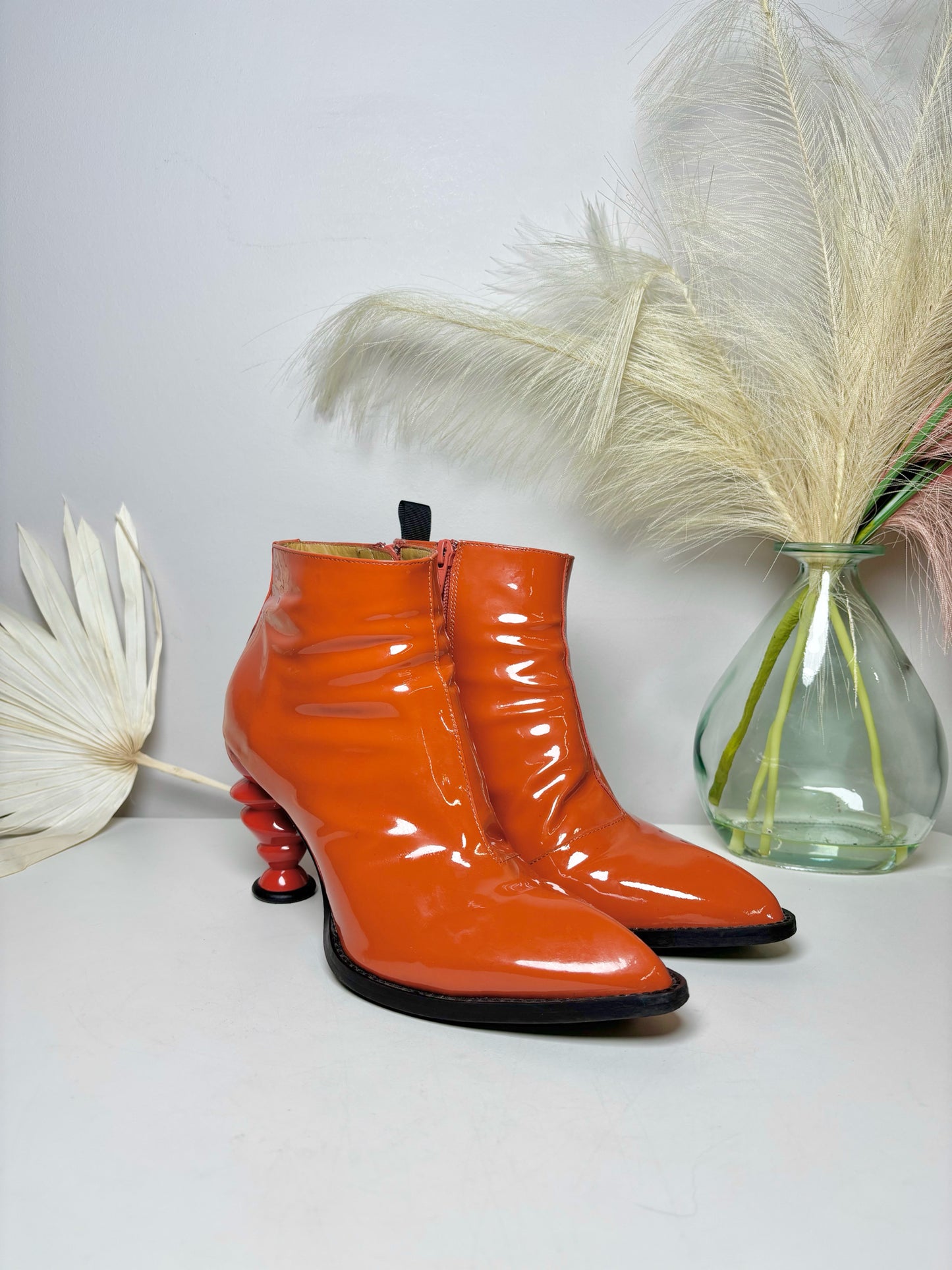 W Shoe Size 8.5 John Fluevog Orange Leather Patent Boots