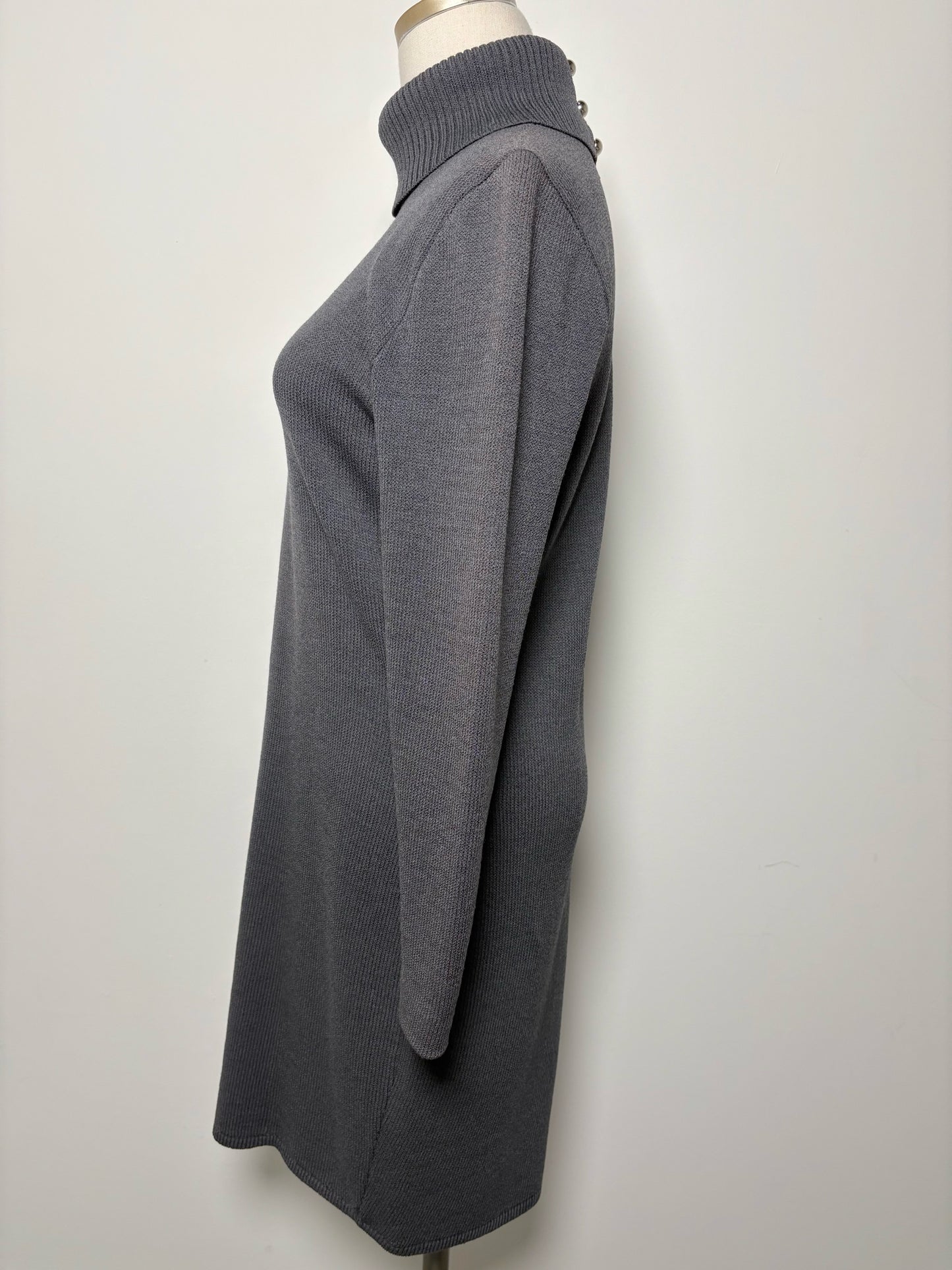 Women Size 2 St. John Gray Solid Wool Pre-owned Dress