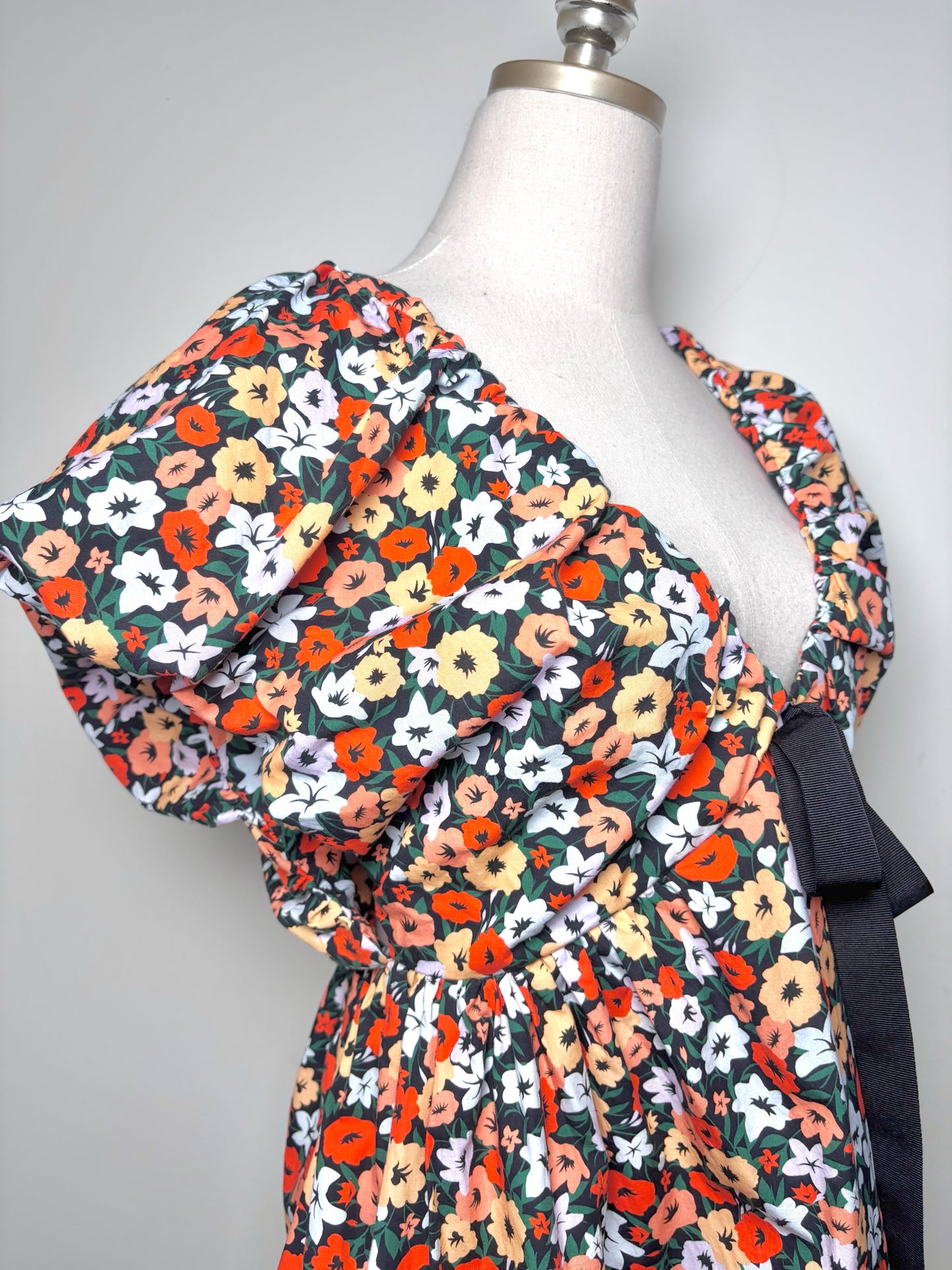 Women Size M Aguabendita Orange, green, red, blue Floral Cotton Blouse