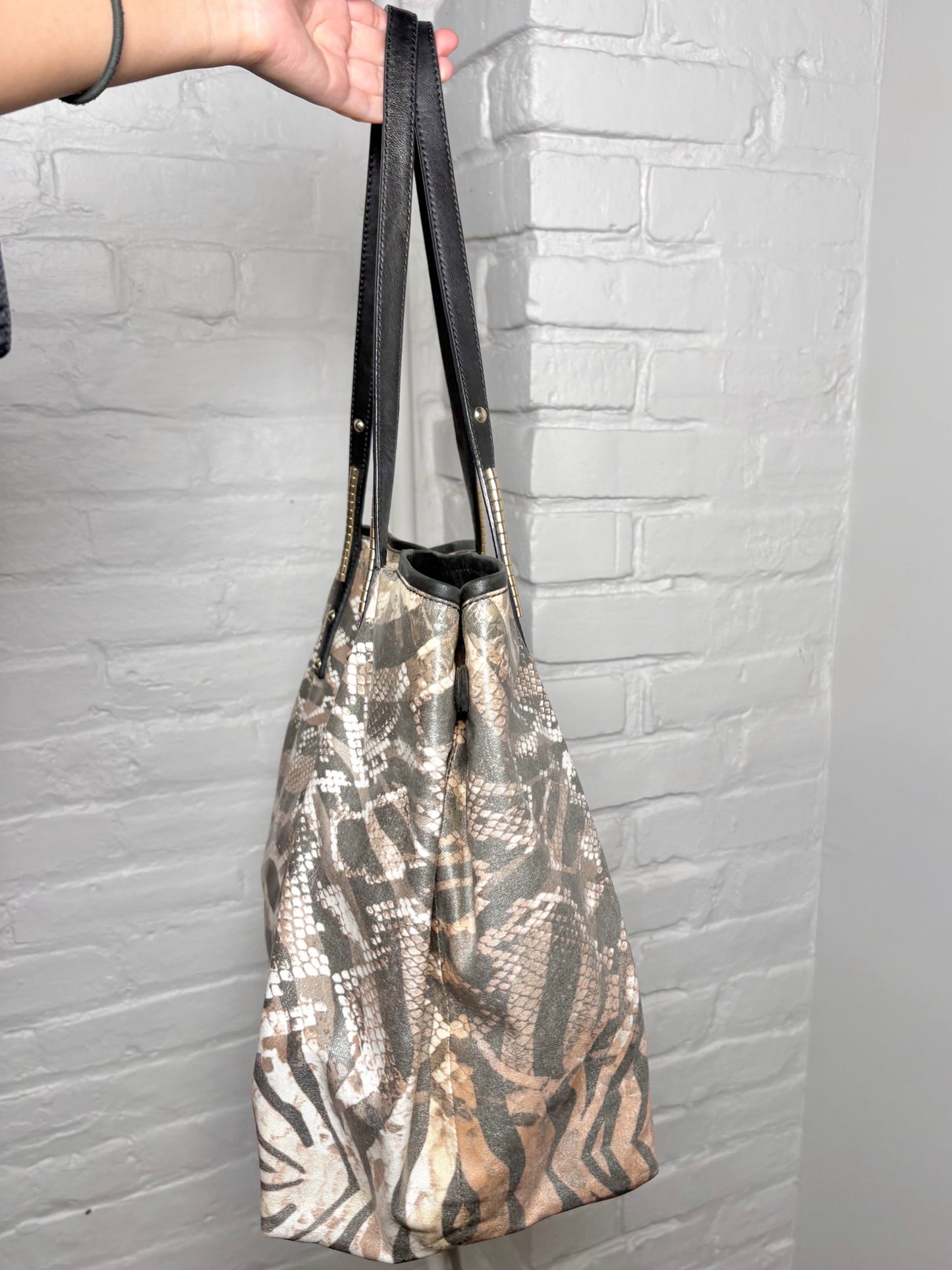 Jimmy Choo Animal Print Canvas Tote Bag
