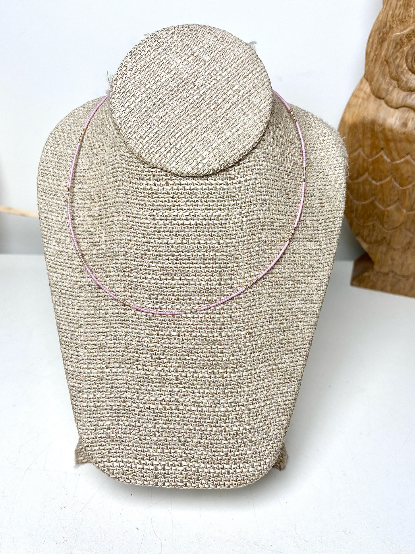 Abacus Row 14K Gold Filled Beads + Pink Japanese Miyuke BeadsArche Necklace