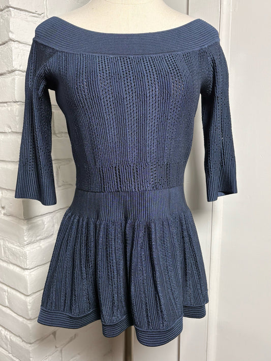 Women Size M Herve Leger Paris Navy Knitted Top