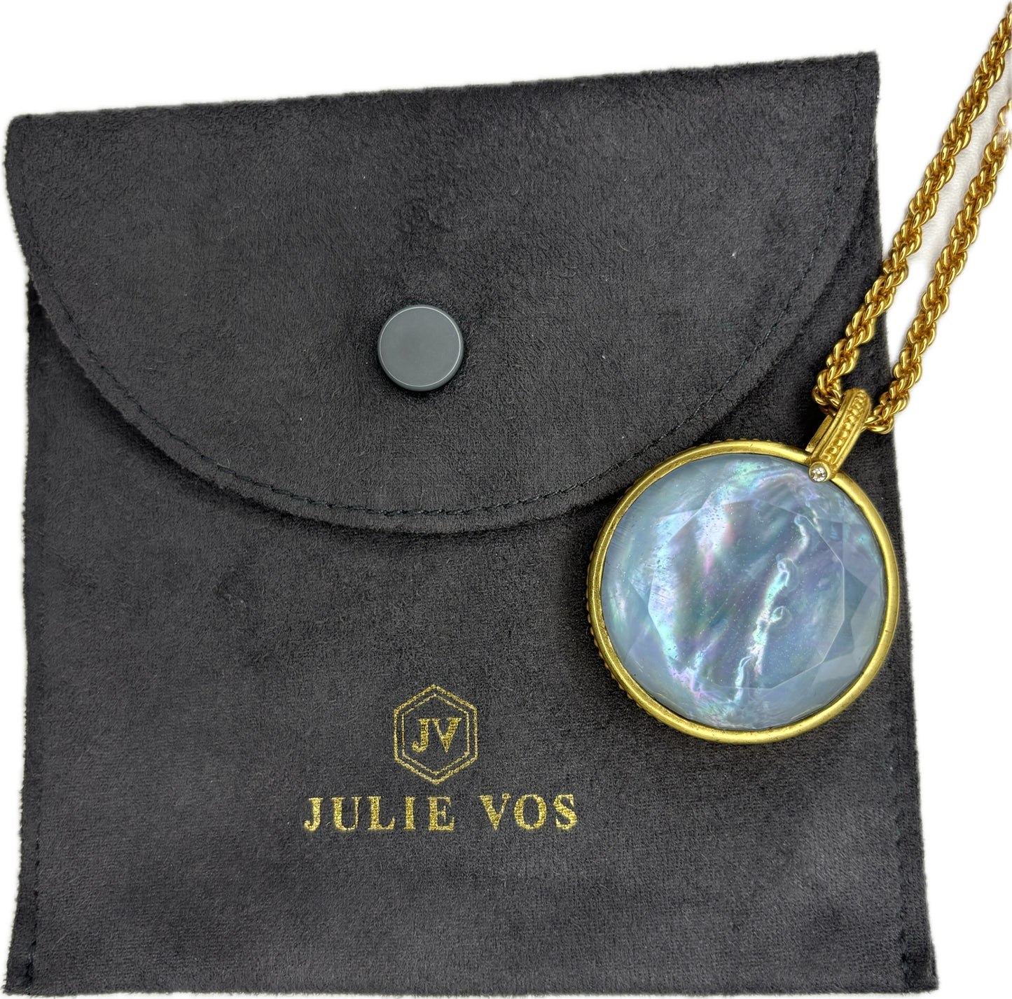Julie Vos Gold Chalcedony Blue Necklace