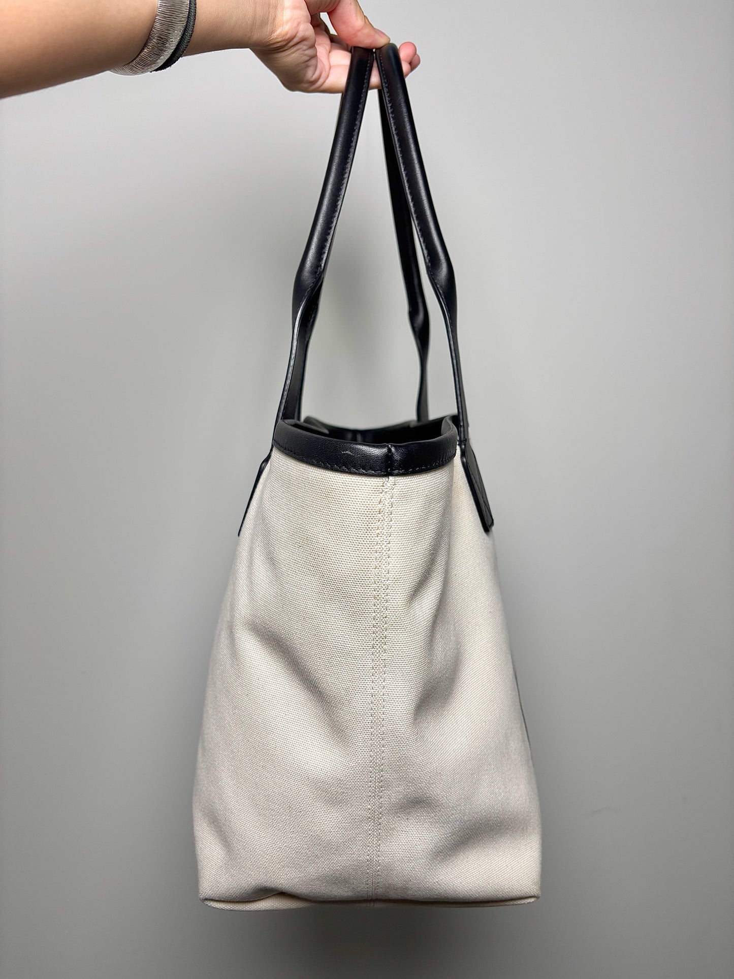 Canvas Balenciaga Used Black & White Tote Bag