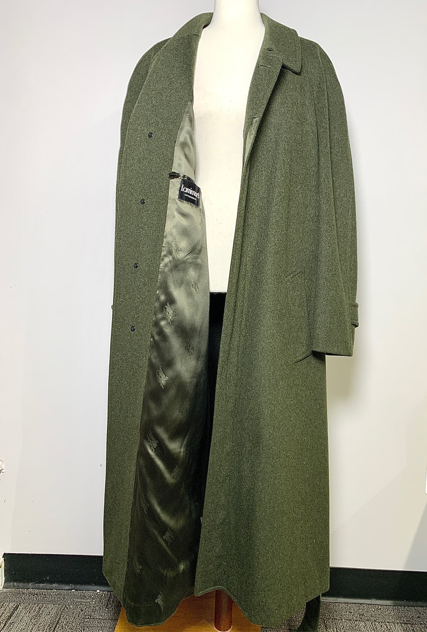 Burberry Hunter Green Wool Solid Men's Size XL Long Coat