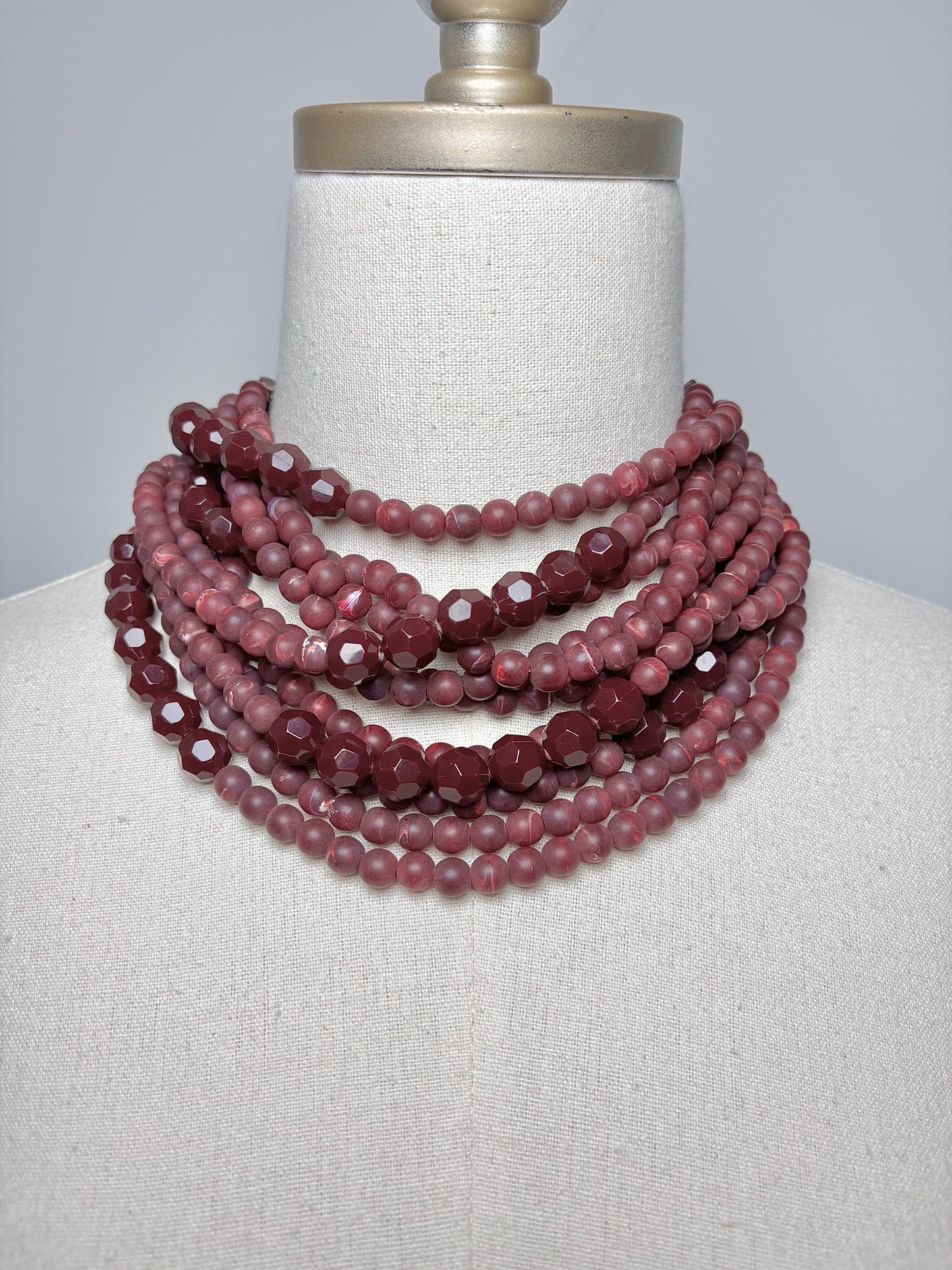 Burgundy Leather, Beads Fairchild Baldwin Beads Necklace