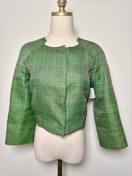 Women Size S Carolina Herrera Green Tweed Acetate Jacket