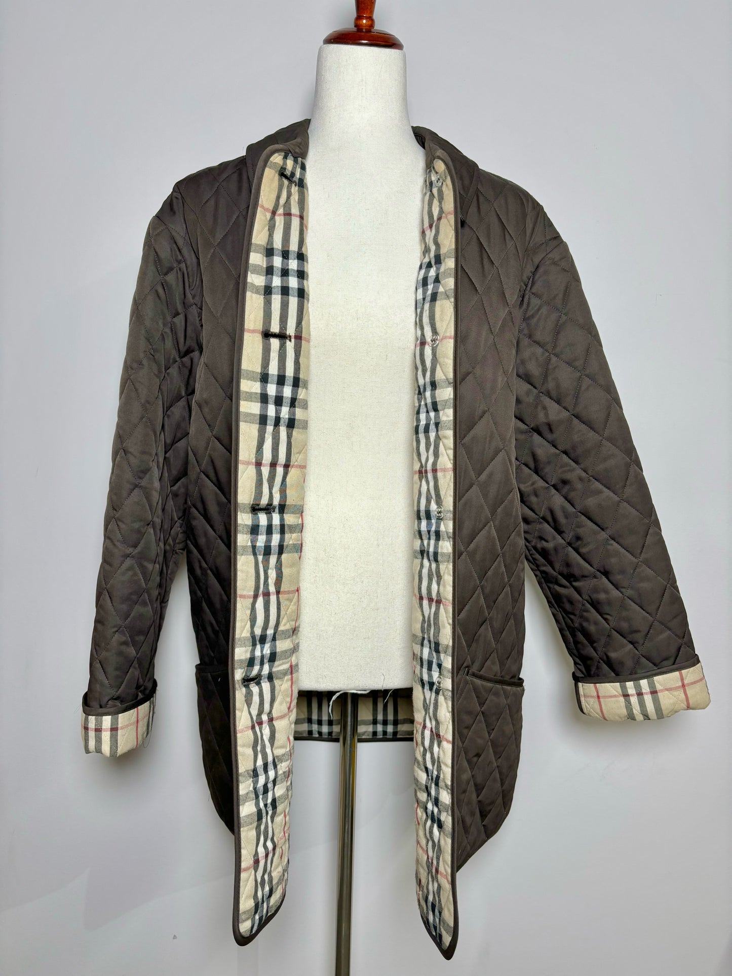 Burberry Brown Cotton Solid Men's L Quilted Lightweight Jacket