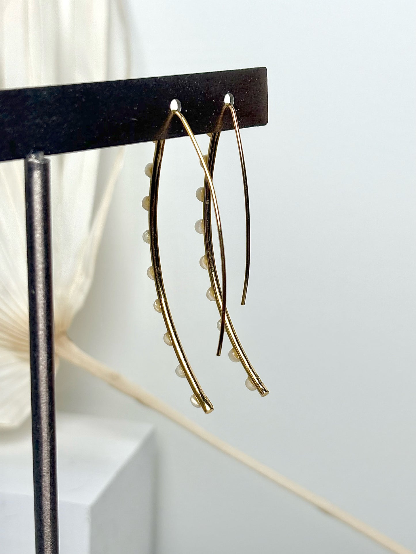 ASHA by Ashley McCormick 10K Gold + Pearl Half Hoops Earrings