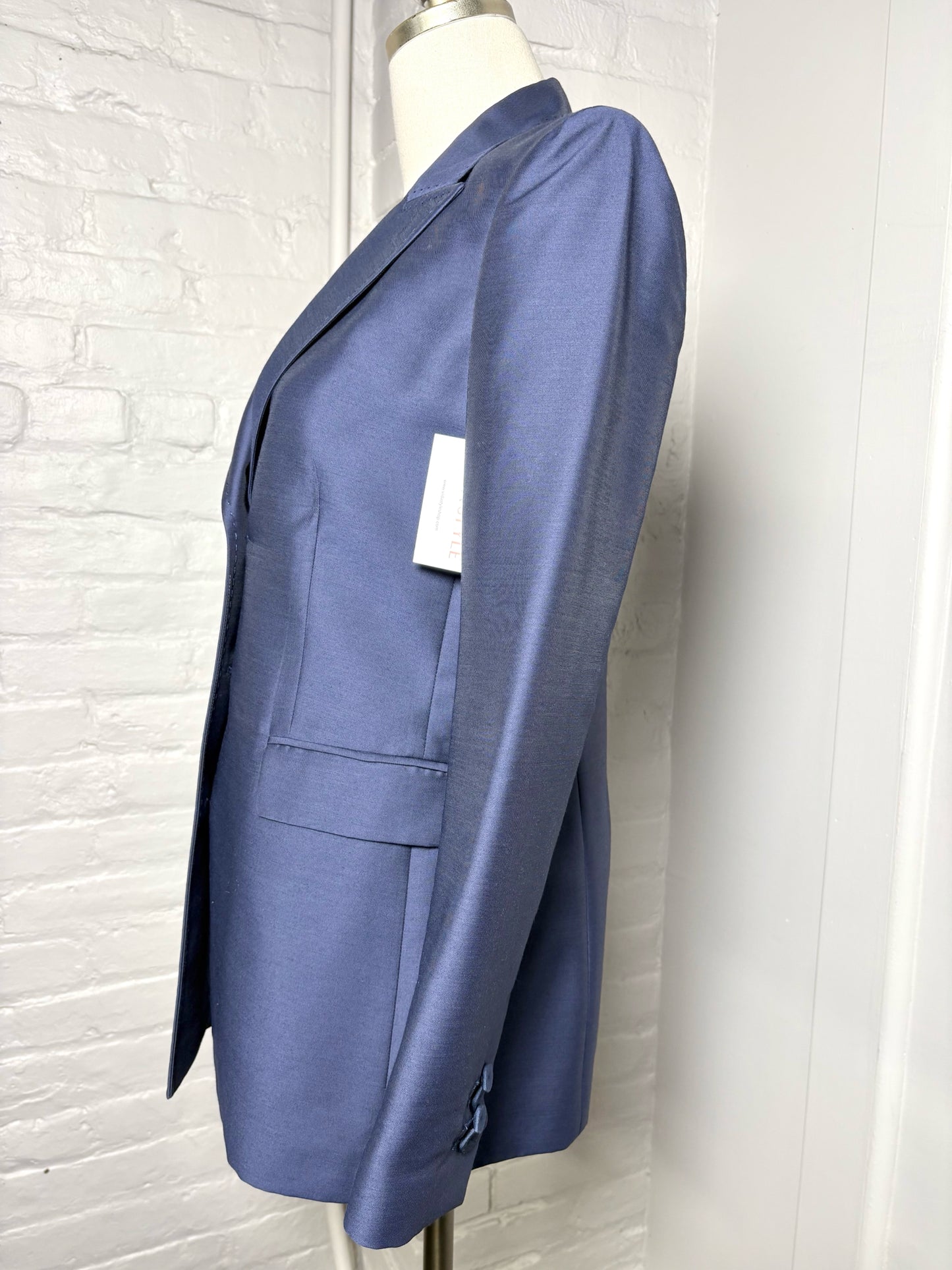 Women Size 2M Lafayette 148 Blue Wool Blend Blazer