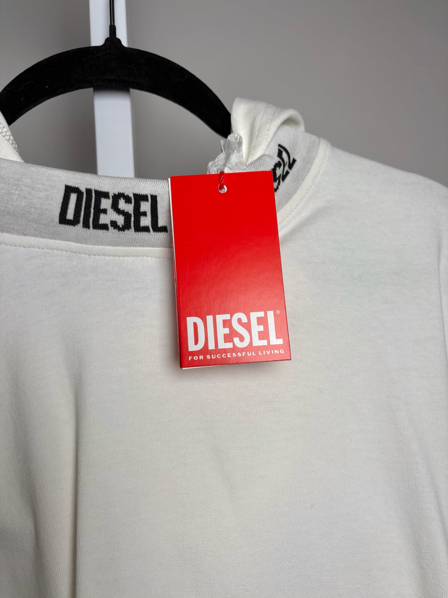 Diesel White Cotton Solid Men's Hood Sweatshirt