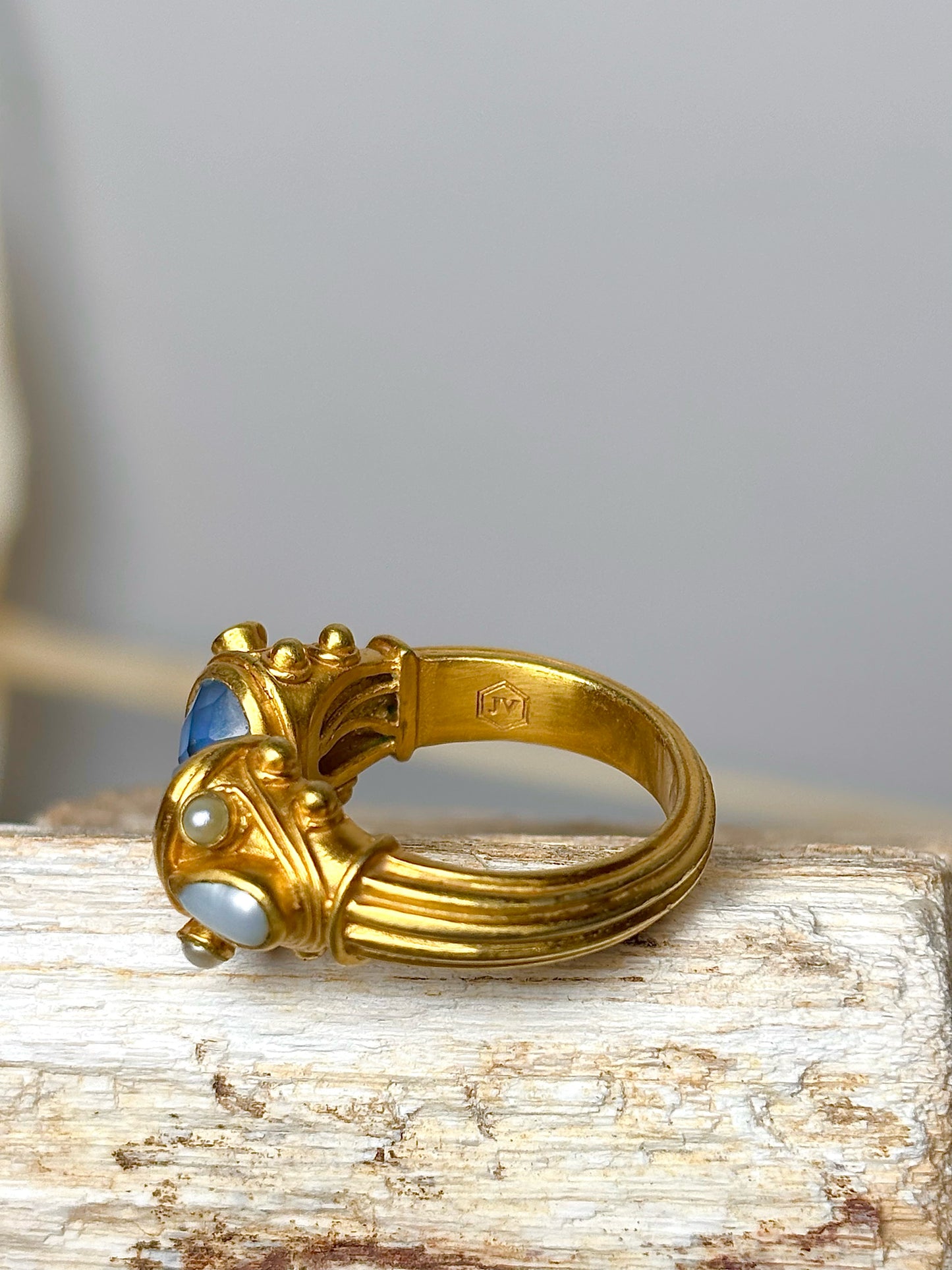 Gold Julie Vos Chalcedony Blue 7.5 Ring
