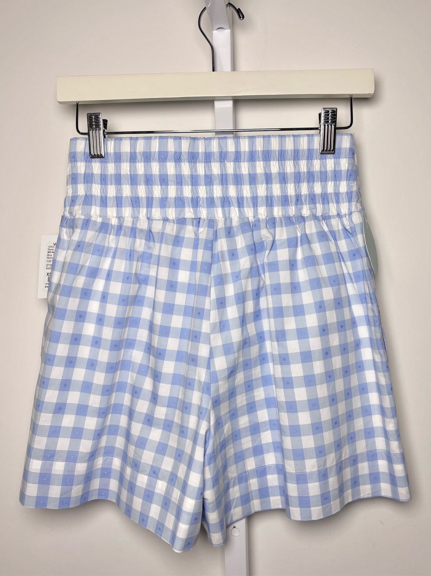 Women Size XS Hill House Blue, White Gingham NWT Cotton Shorts