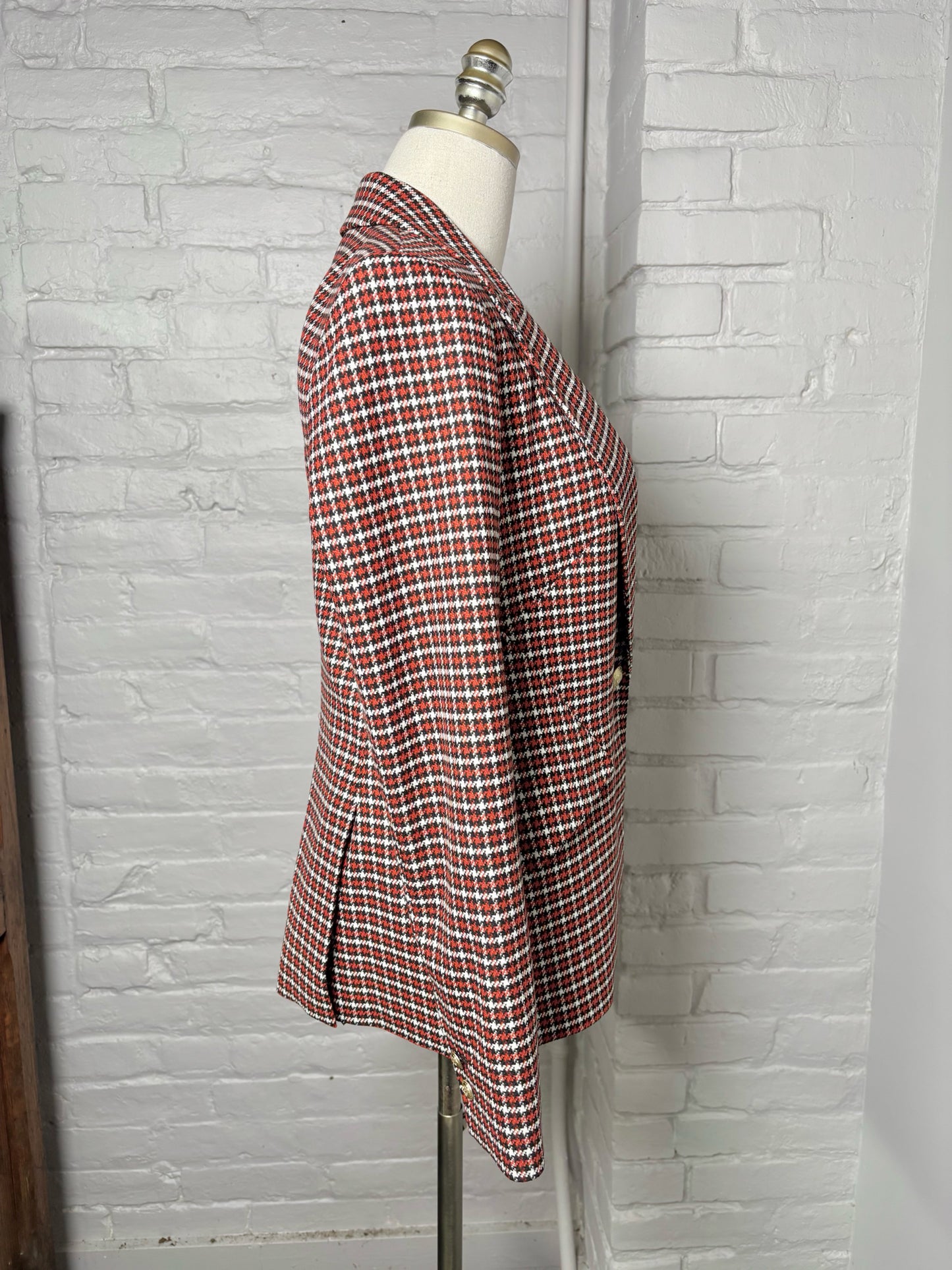 Women Size 4 L'Agence Black, White, Red Houndstooth Blazer