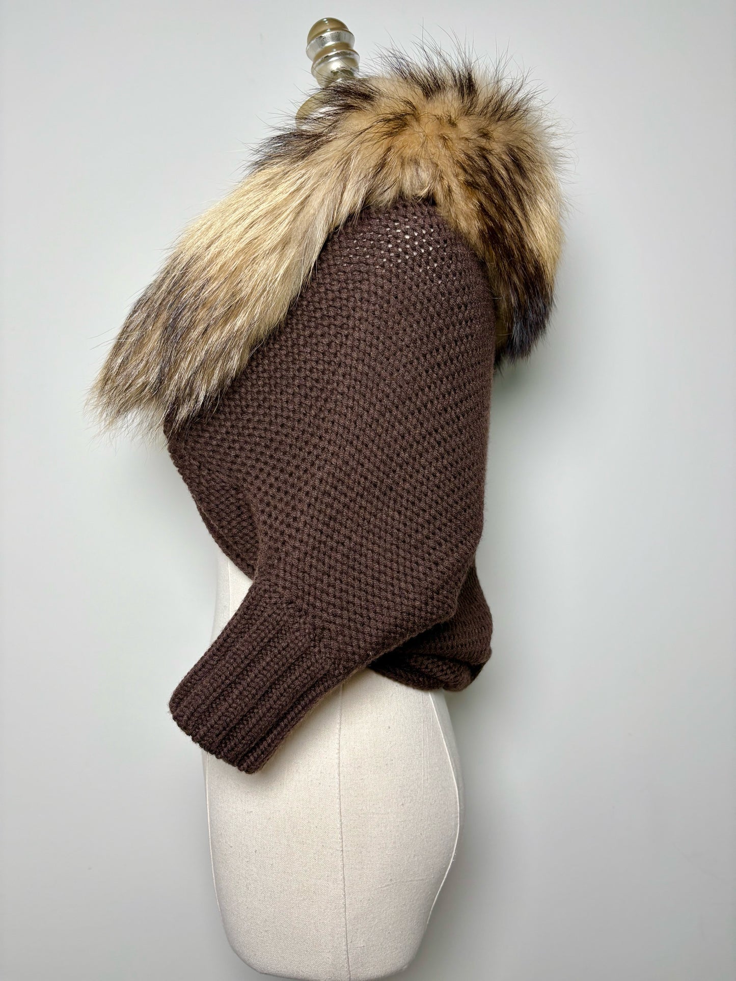 Women Size XS Alice + Olivia Brown Knitted Wool & Fur Pre-owned Sweater