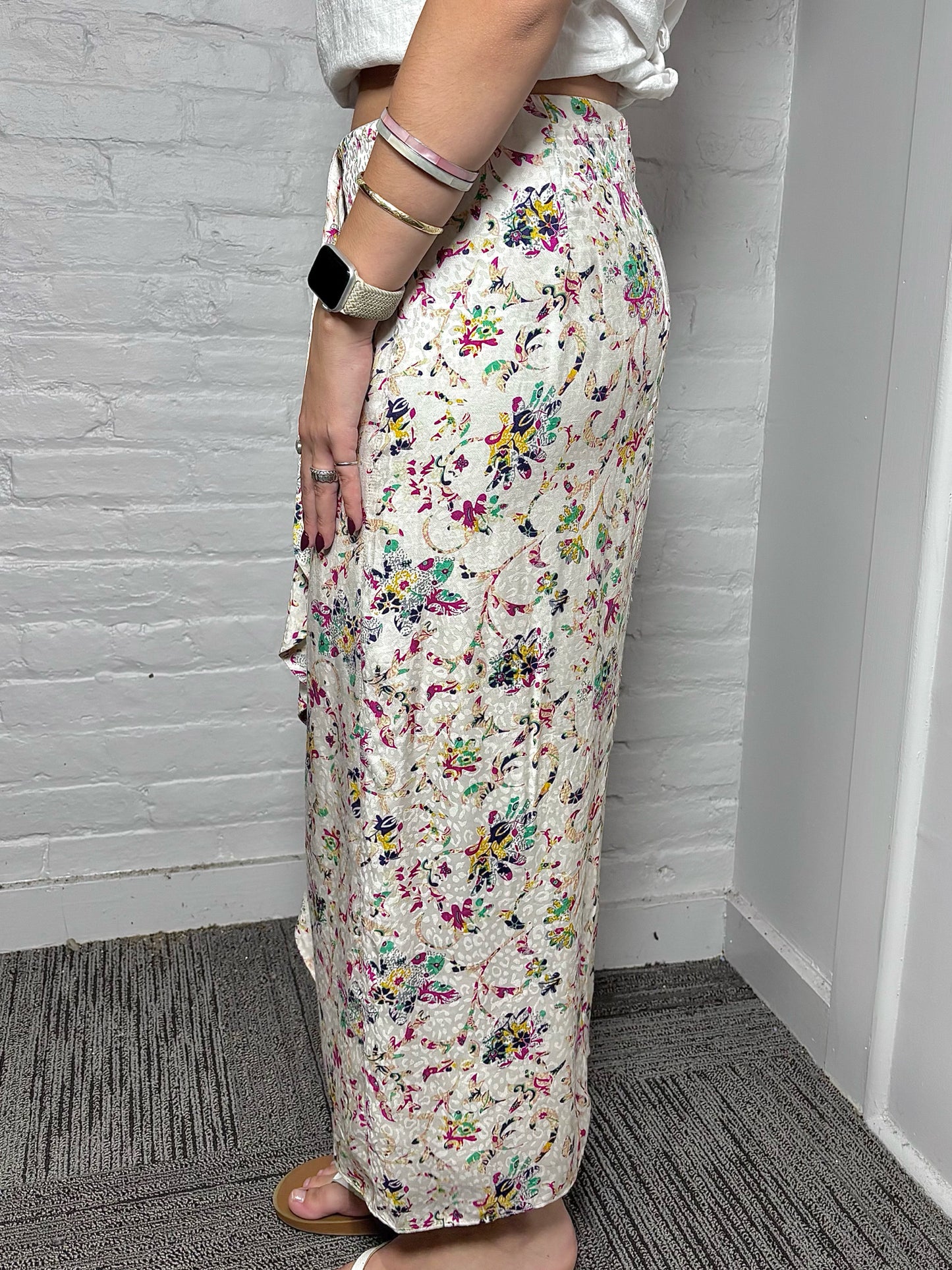 Women Size 42 ( 6 US) Isabel Etoile Marant Cream Floral Print Skirt
