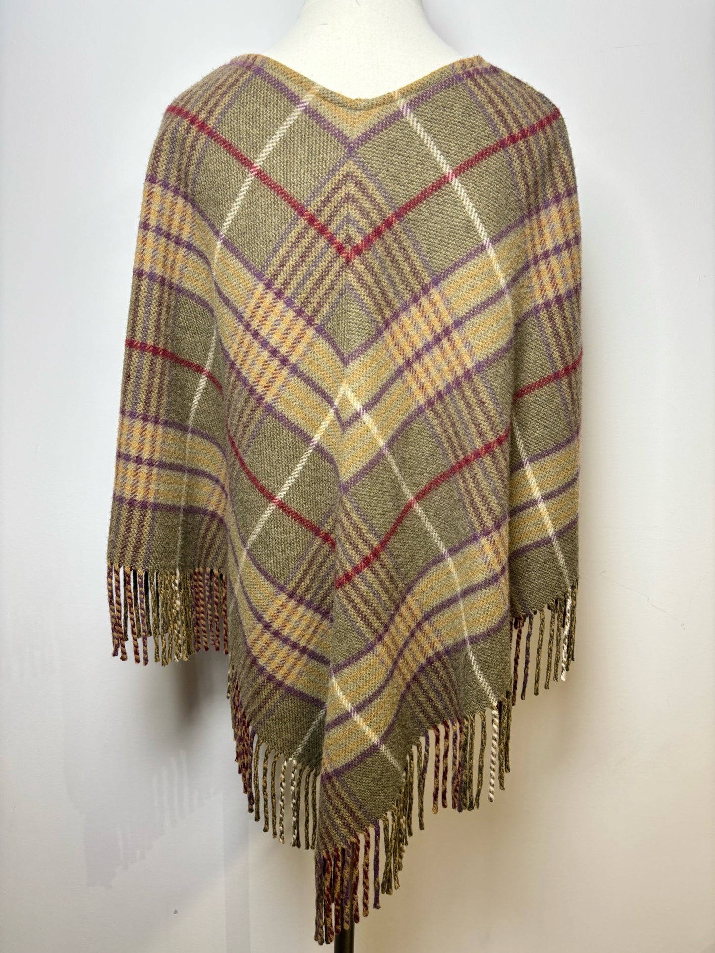 Burberry Cashmere Olive Green Shawl Fringe Trim