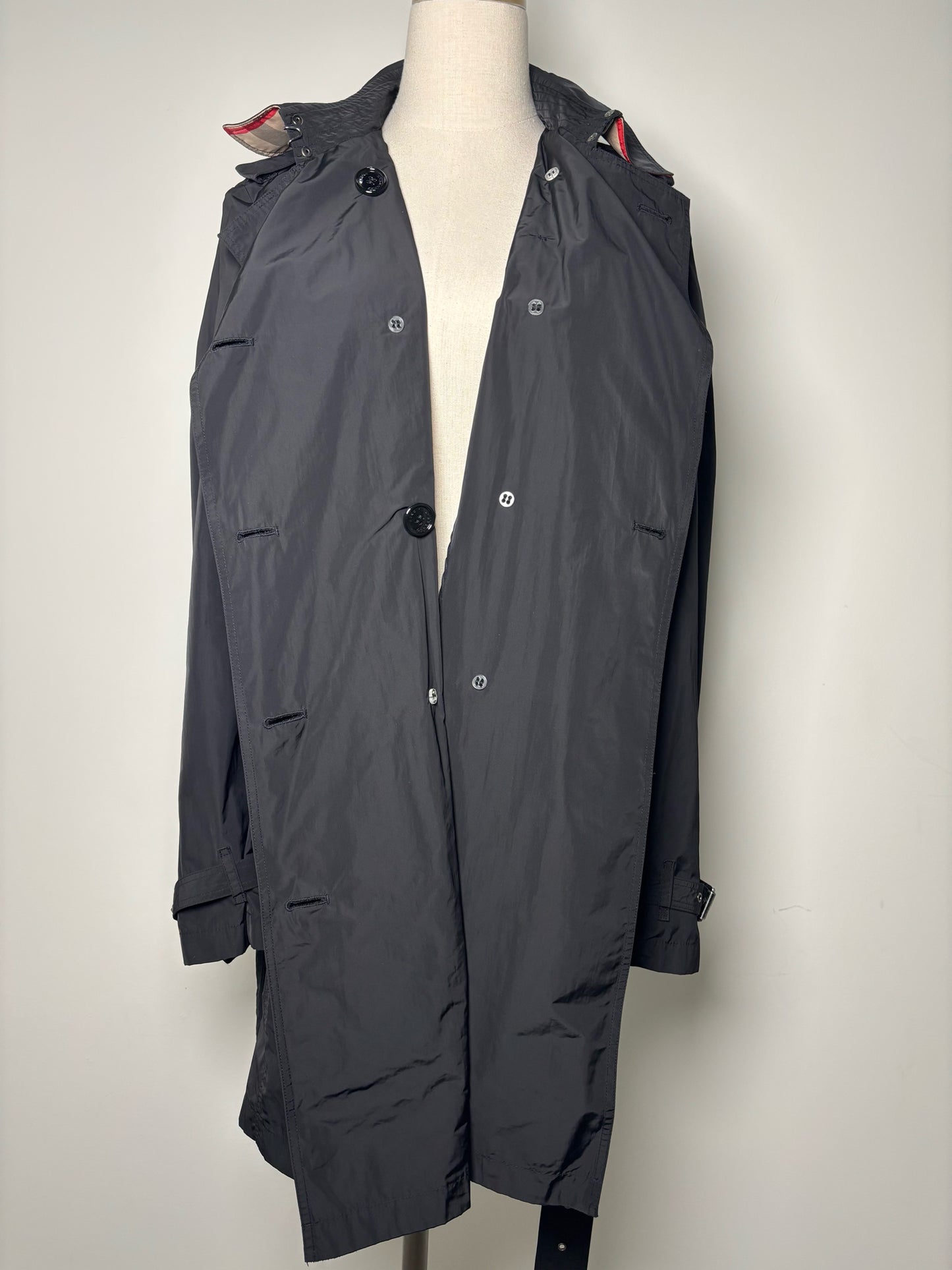 Women Size 16 Burberry Black Solid Trench Coat