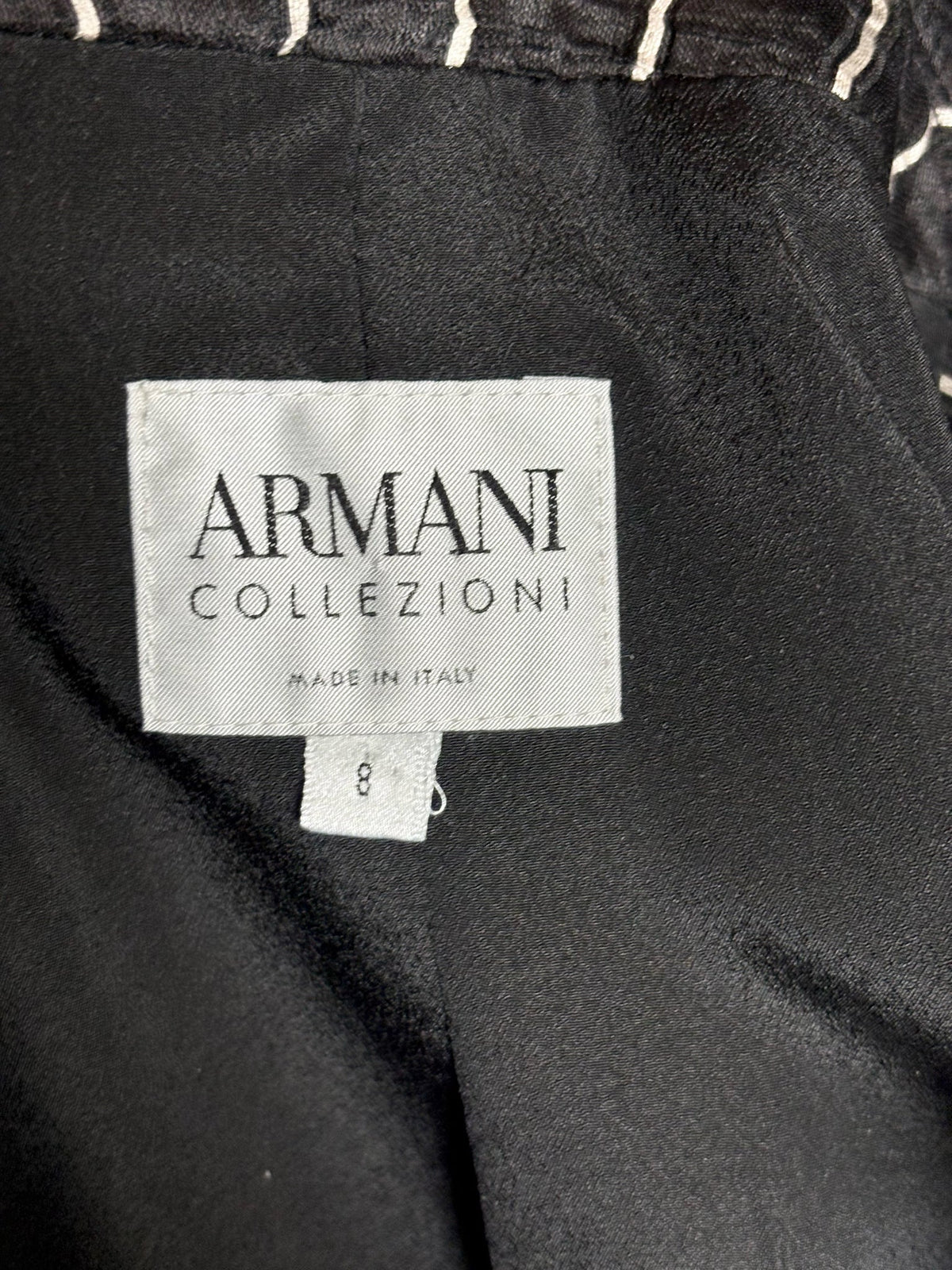 8 Women Size 8 Armani Collection Black, Beige Stripe Lino Women's Pre-owned Blazer