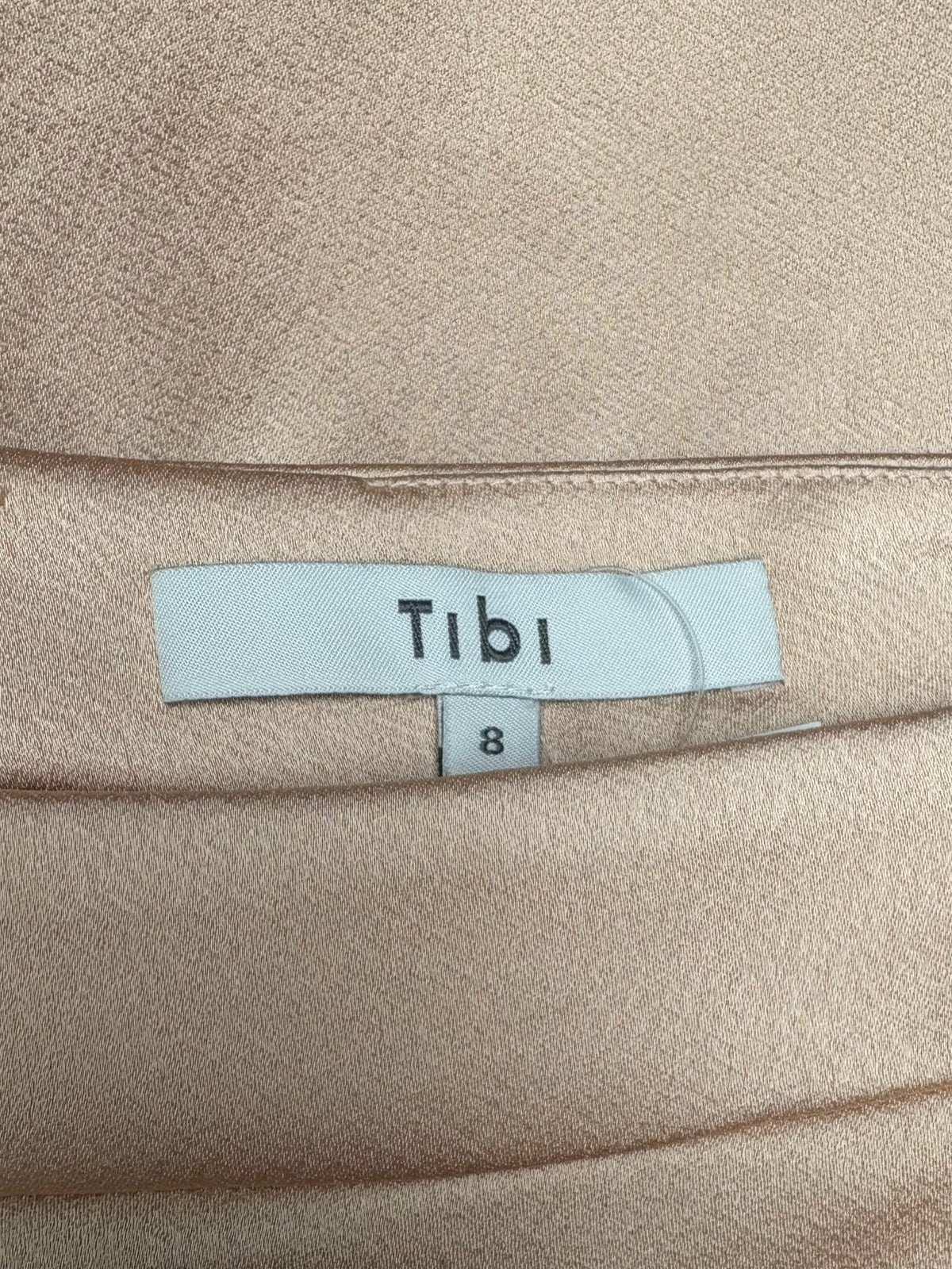 8 Women Size 8 Tibi Peach Sheen Asymmetric Slit Pre-Owned Midi Skirt