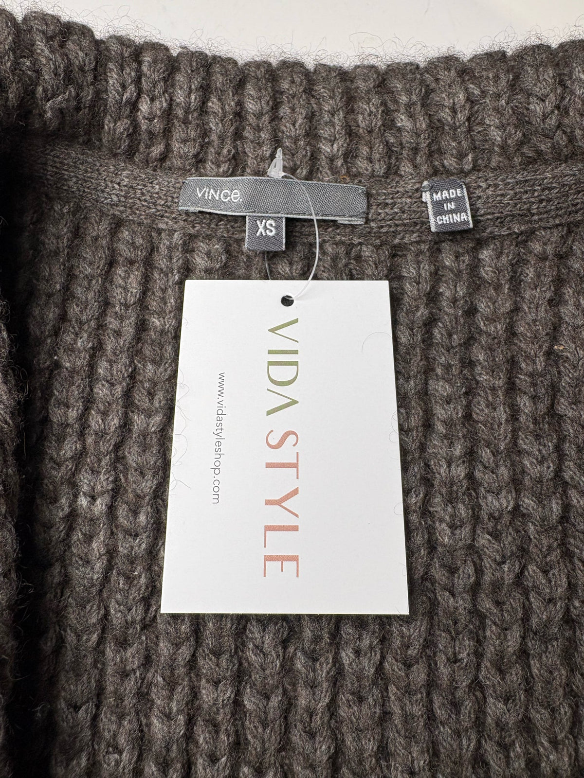 XS Women Size XS Vince Taupe Wool Yak Chunky Knit Pre-Owned Long Sweater