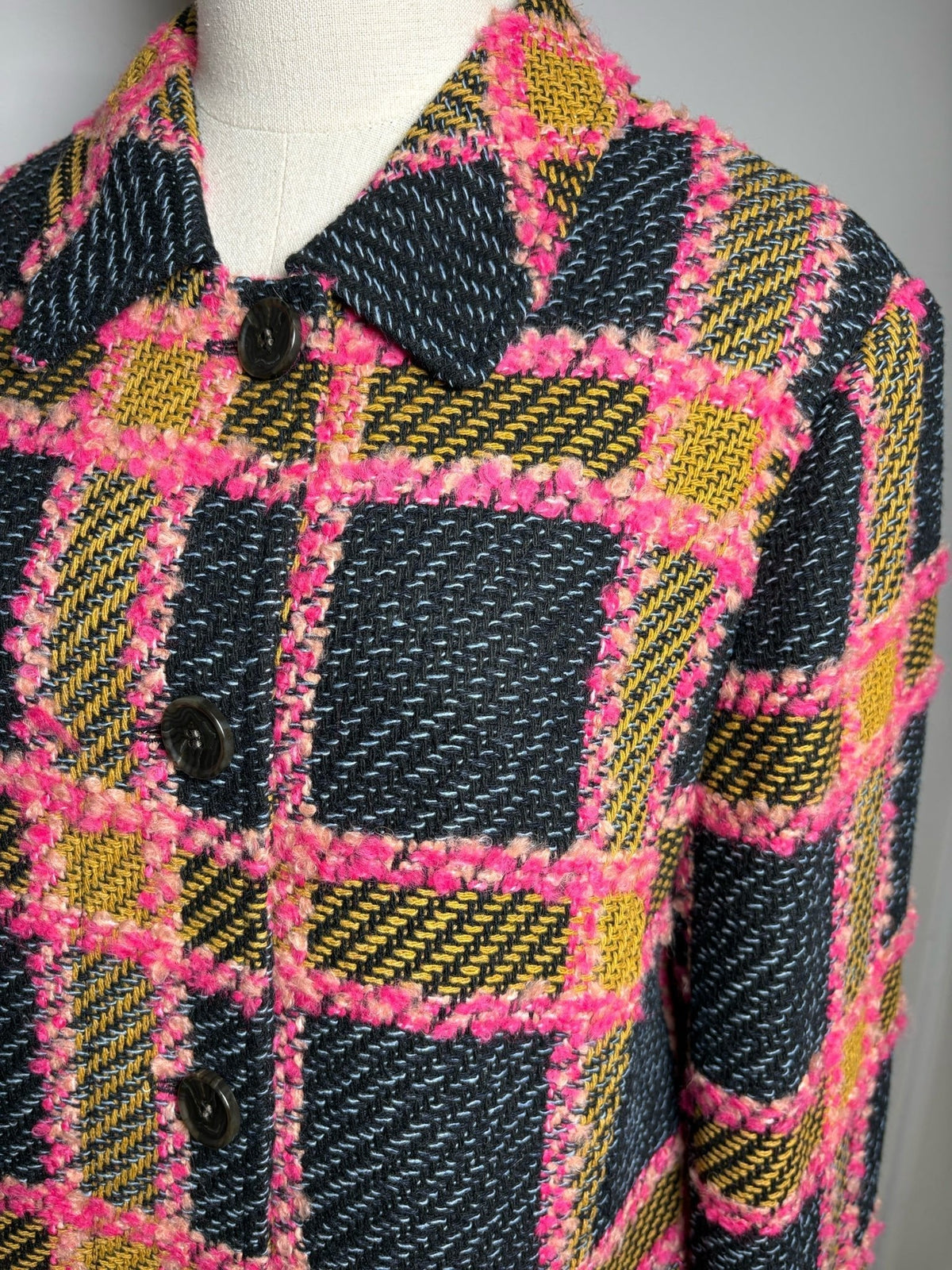 Plaid pink green and blue Boden winter coat