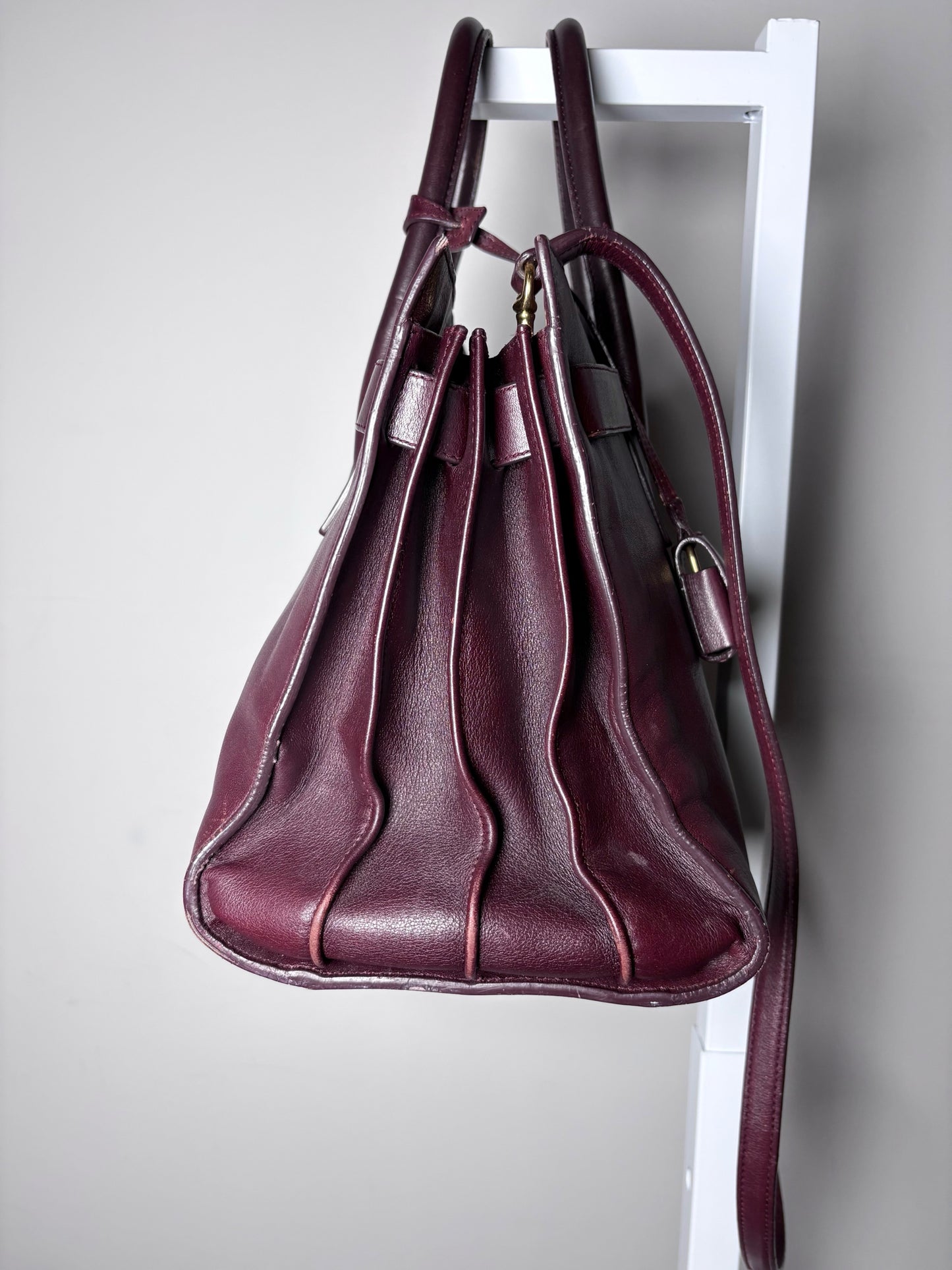 Saint Laurent Sac De Jour Burgundy Leather Iconic YSL Classic 2024 Pre-owned